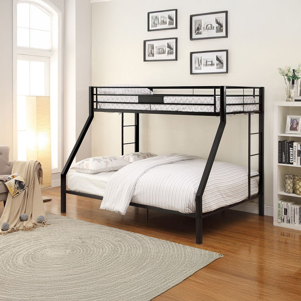 Limbra - Twin Long/Queen Bunk Bed - Sandy Black, black