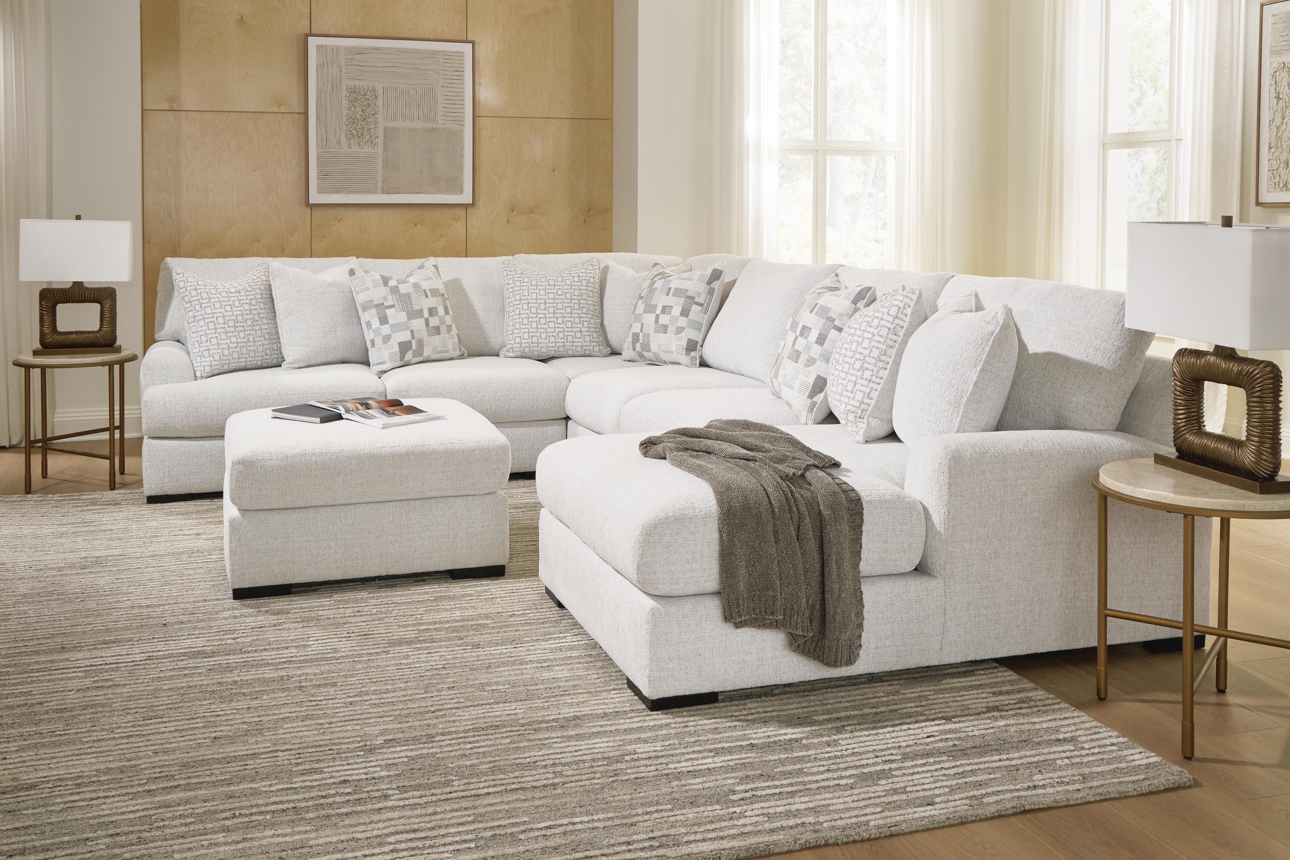 Ashley Furniture Misty-Lakes - 5-Piece Sectional With RAF Corner Chaise - Chalk - Image 4