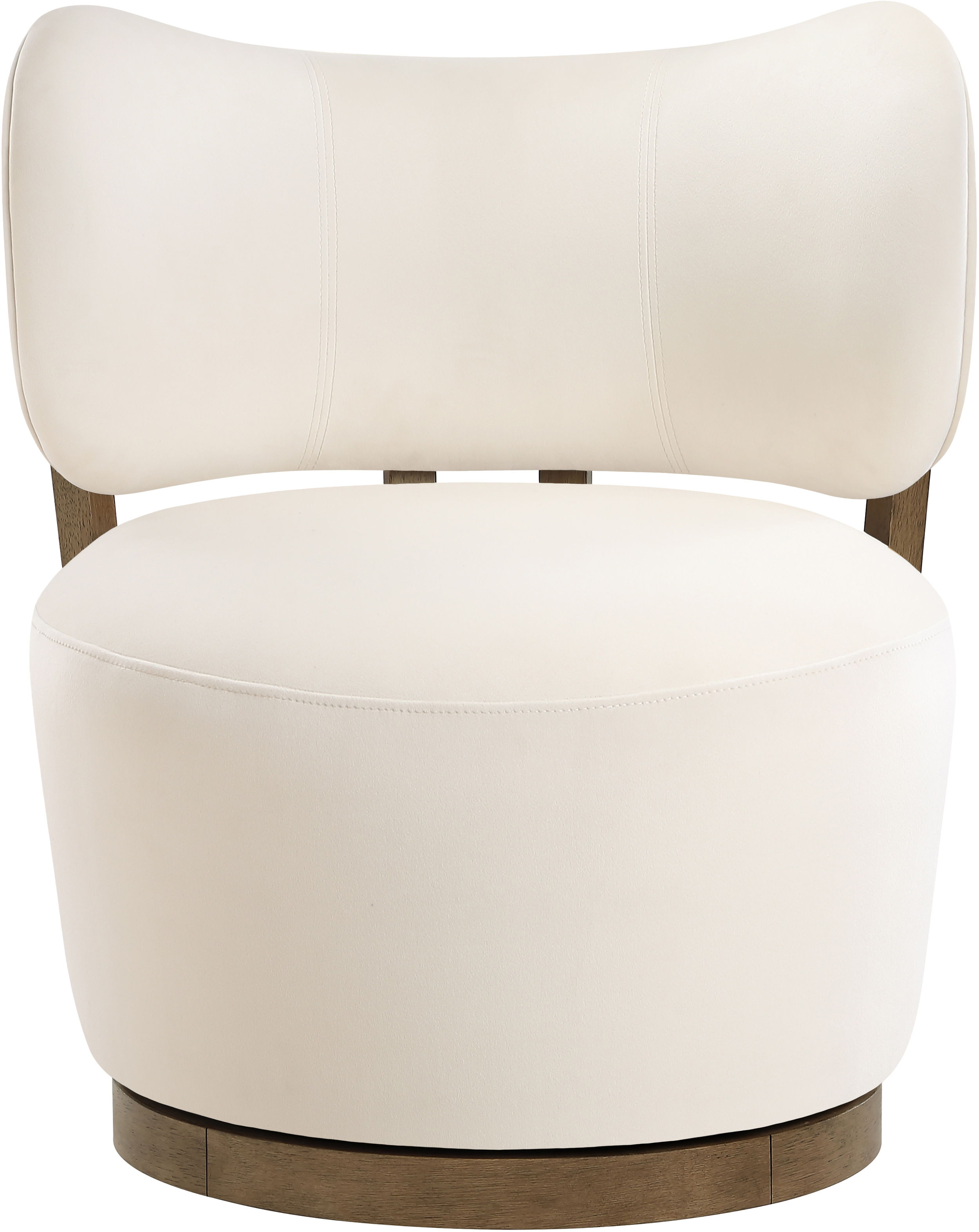 Elara - Velvet Upholstered Swivel Accent Chair - Cream / Stained Brown
