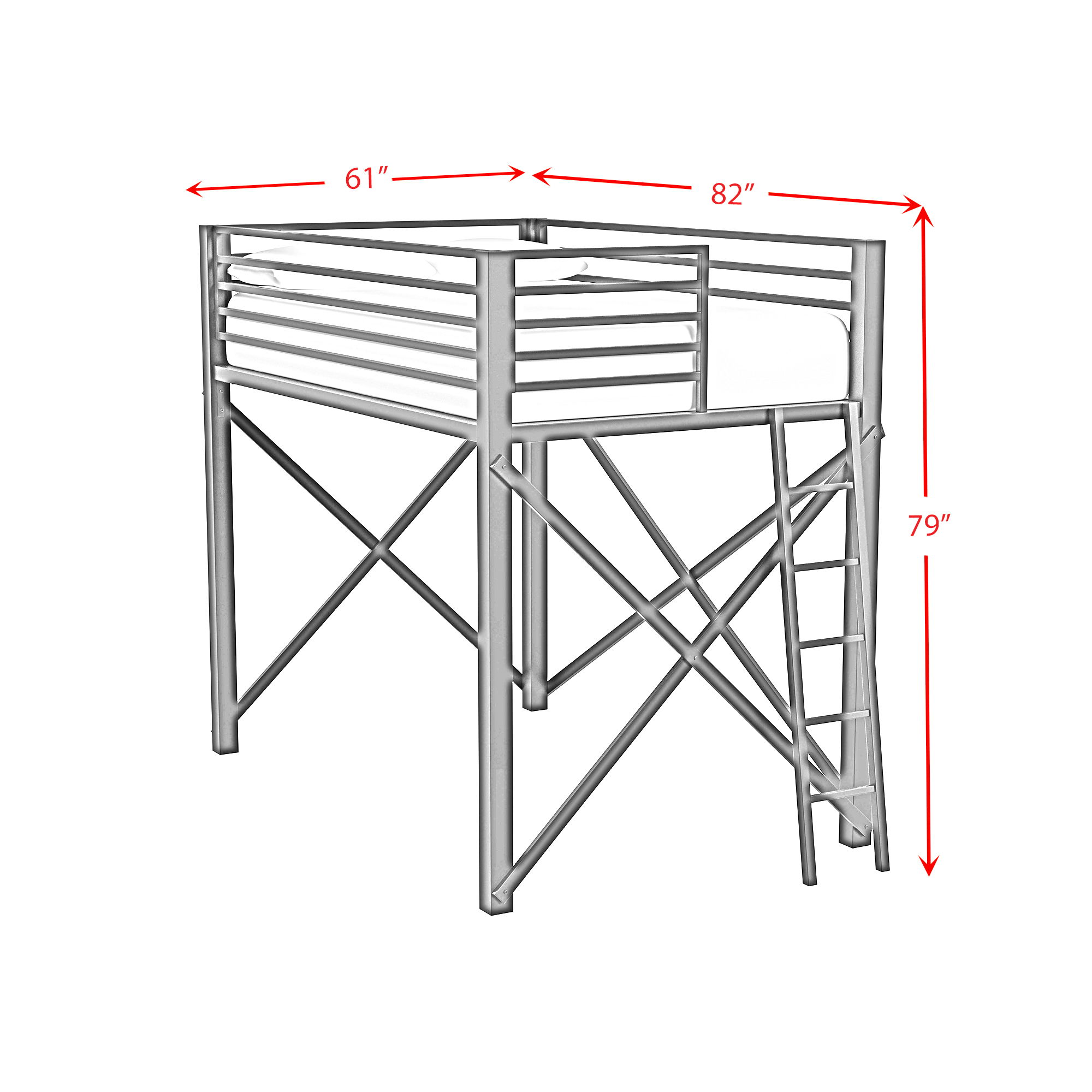 Talia - Full Loft Bunk And Ladder - Black