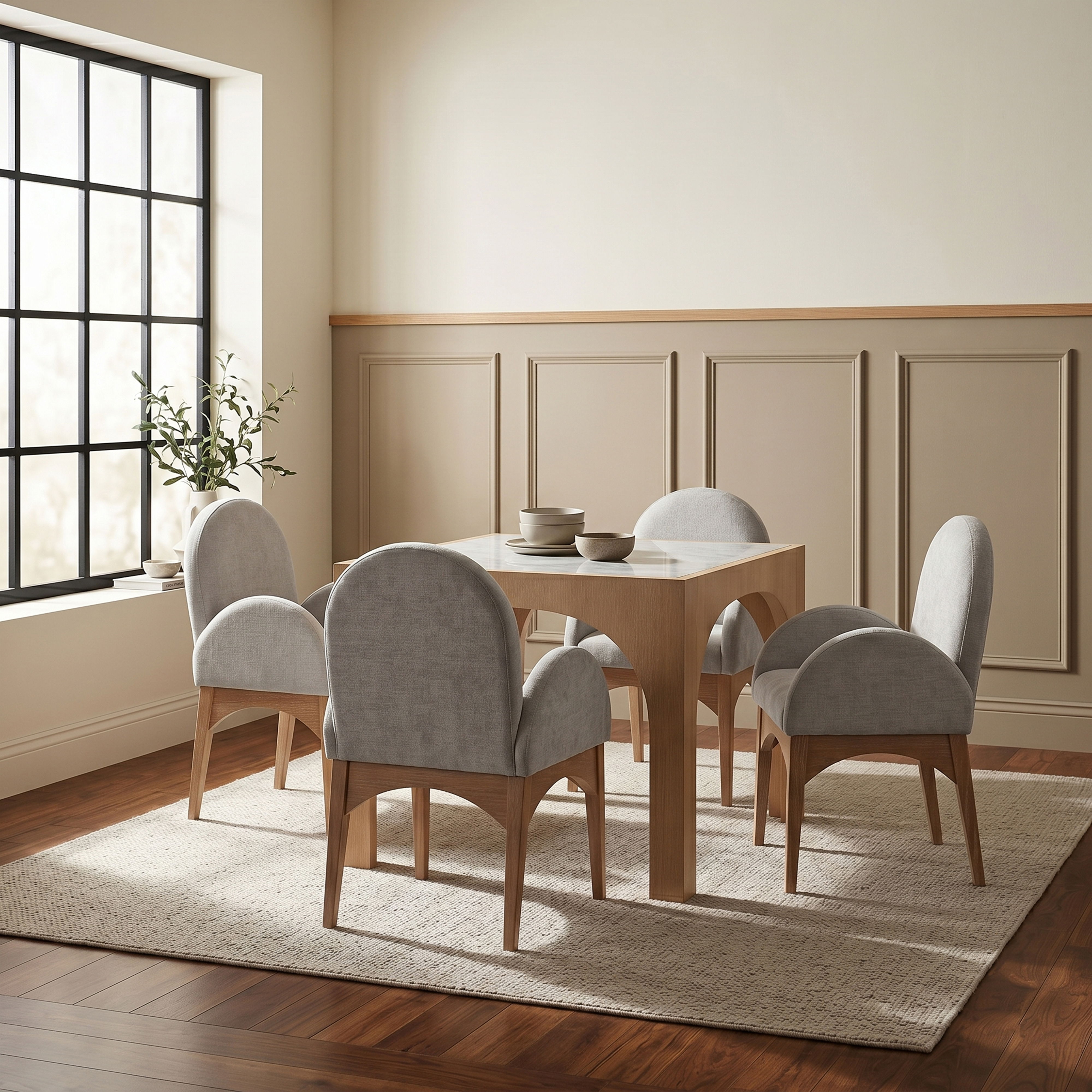 Waldorf - Tempered Glass Top Dining Table - Natural