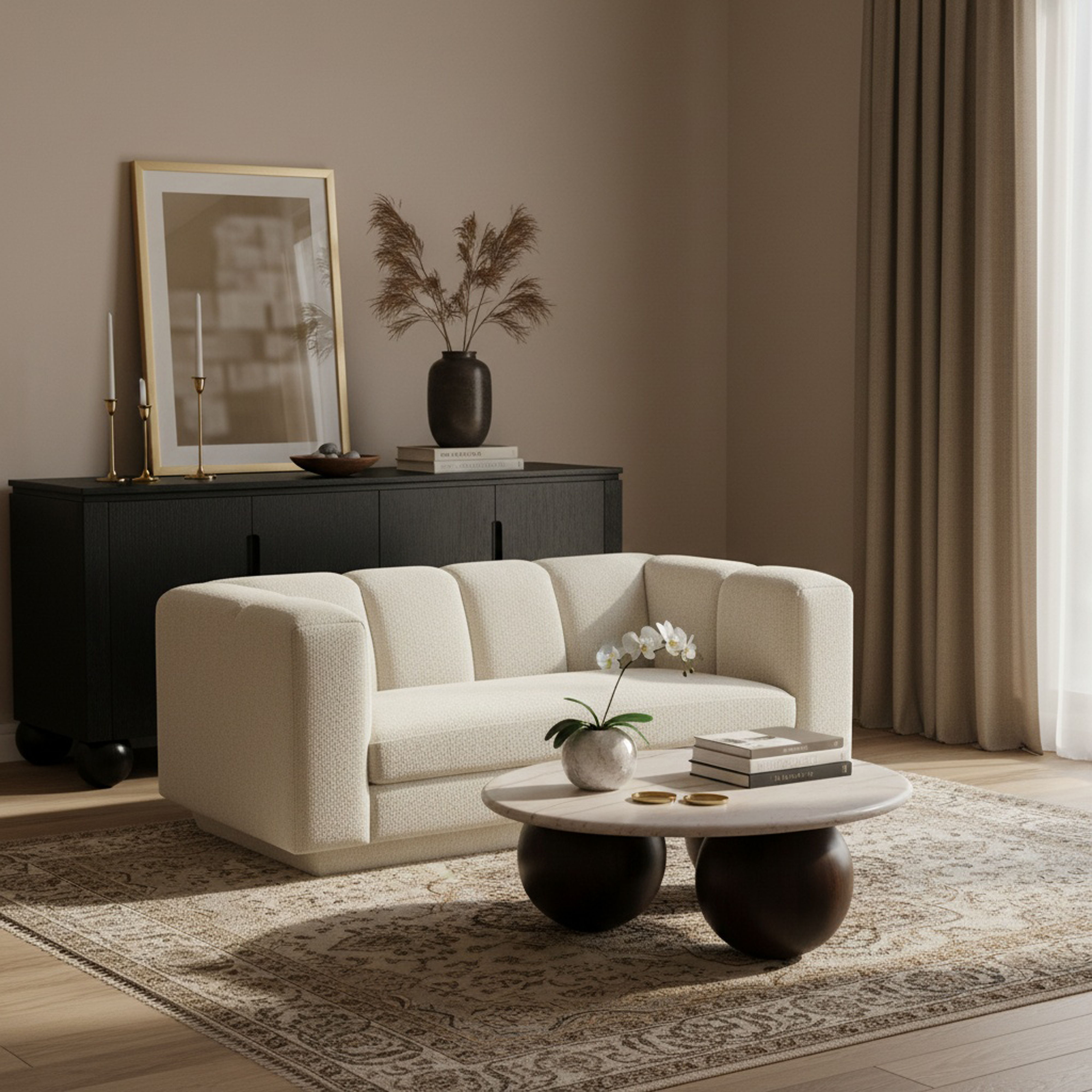 Modari - Fabric Upholstered Loveseat - Cream