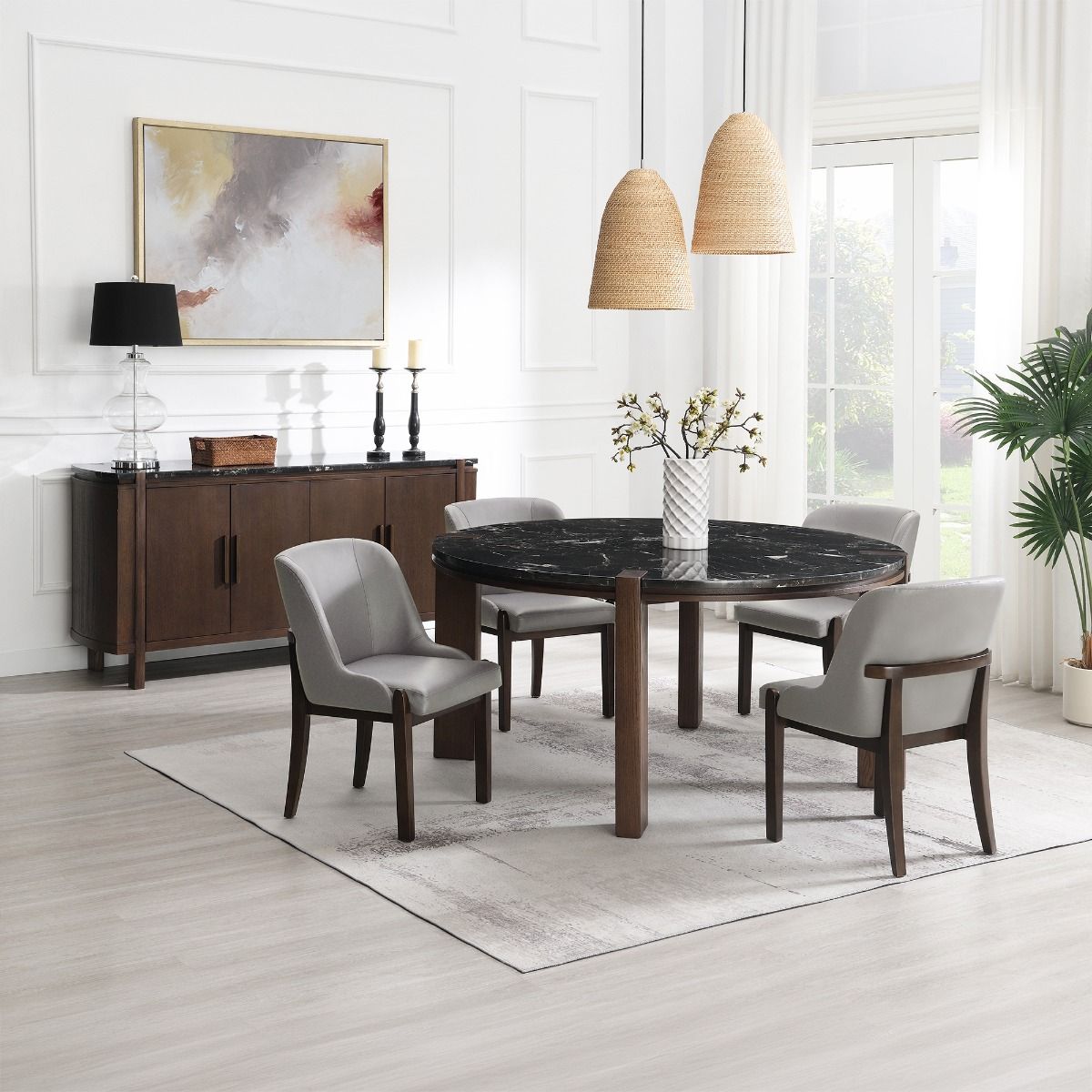 Estella - Side Chair (Set of 2) - Gray & Walnut, gray, view 3