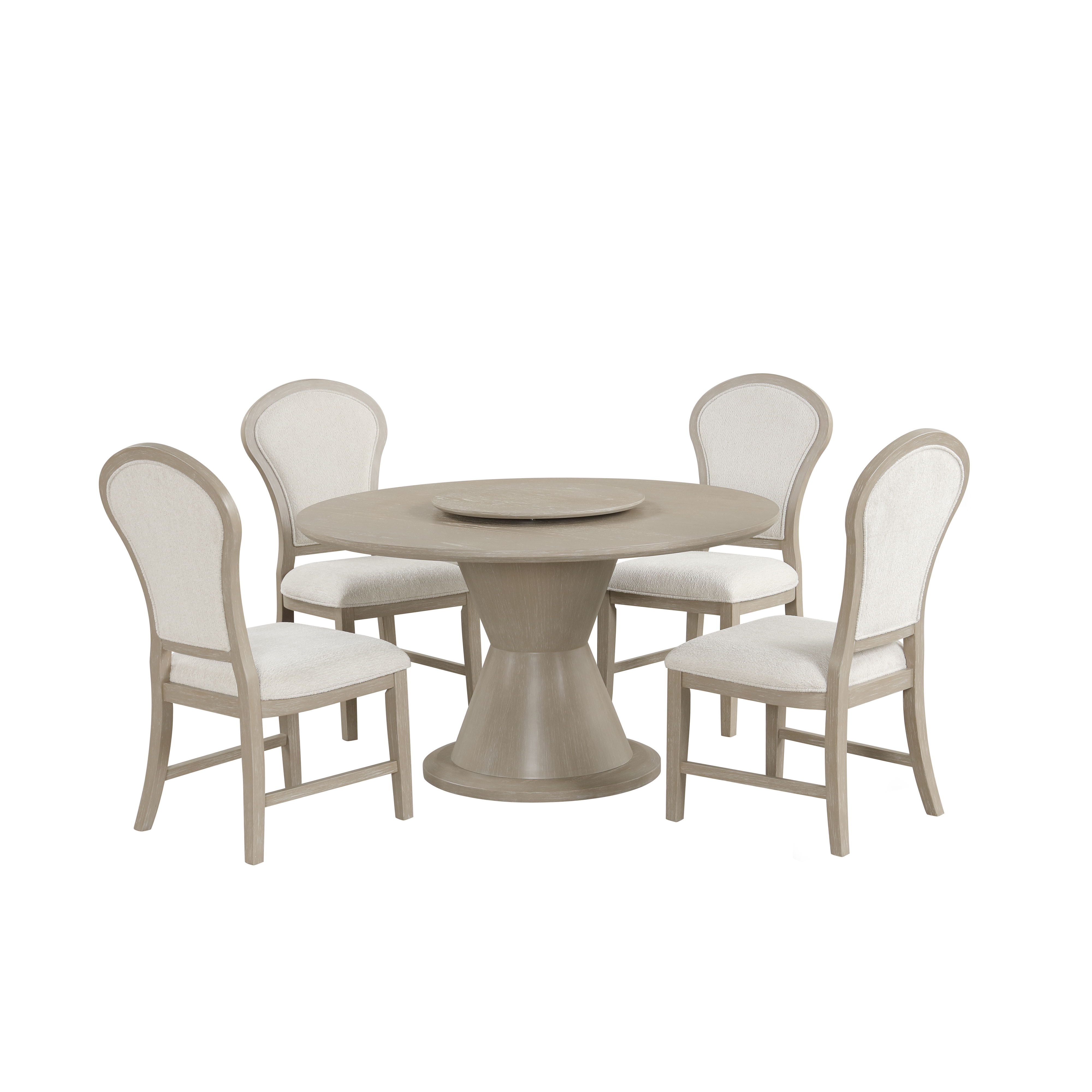 Gwendolyn - Round Dining Table With 4 Side Chairs - Beige / Natural