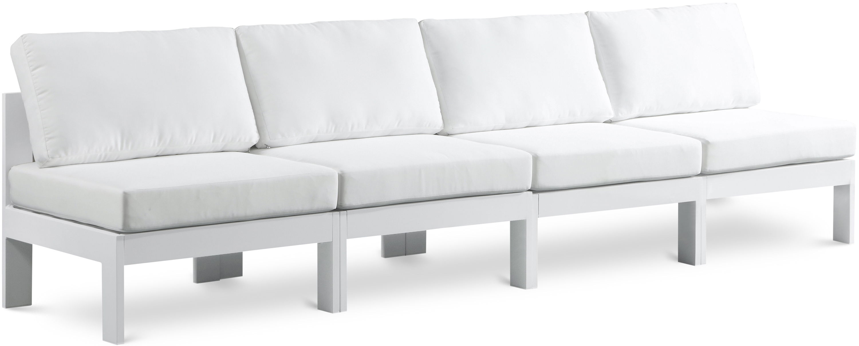 Nizuc - Outdoor Patio 4 Seat Armless Modular Sofa With White Frame - White