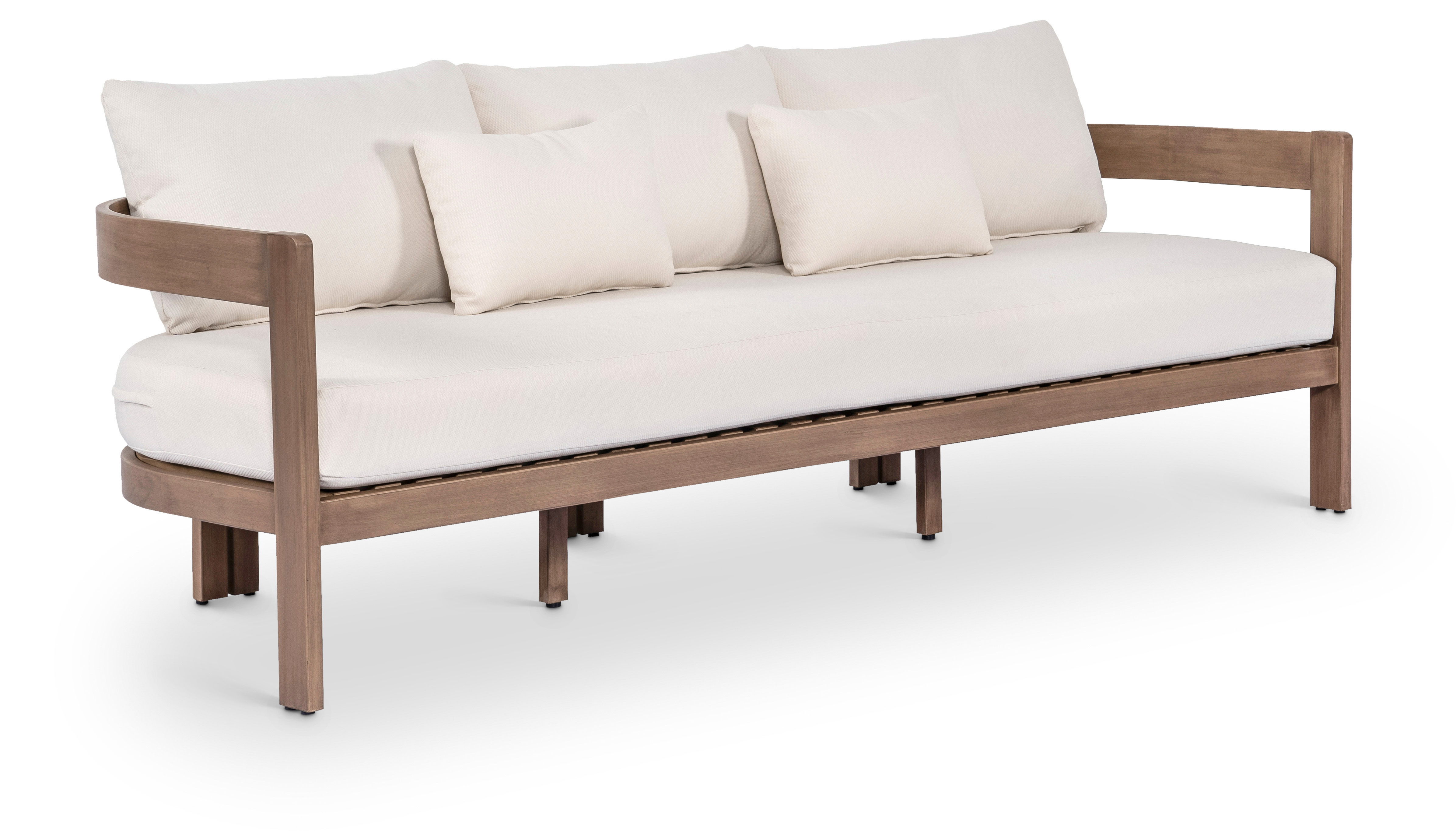 Newport - Water Resistant Fabric 86.75" Upholstered Outdoor Patio Sofa - Cream