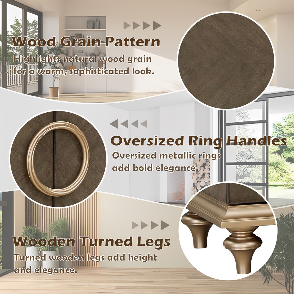 Ashtin - Console Cabinet - Brown, light brown, view 7