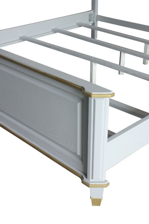 House Marchese - Queen Bed - Two Tone Beige Fabric & Pearl Gray, light gray, view 2