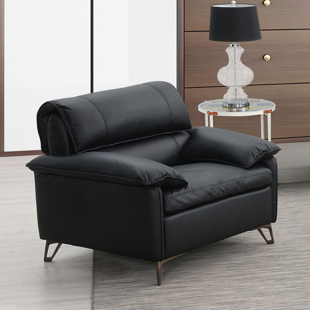 Eilene - Chair - Black Top Grain Leather, black