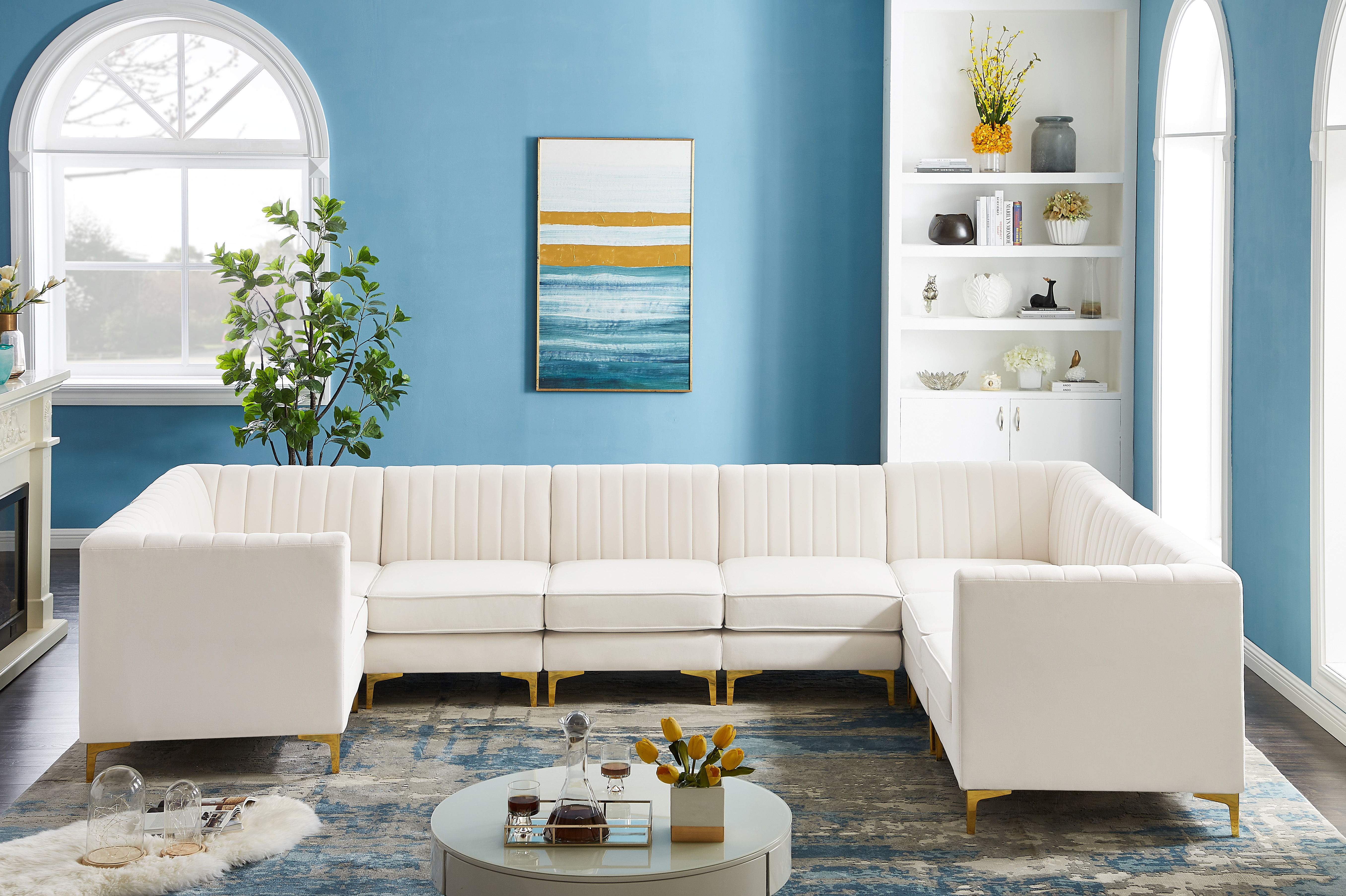 Alina - 8 Piece Modular U-Shaped Sectional - Cream