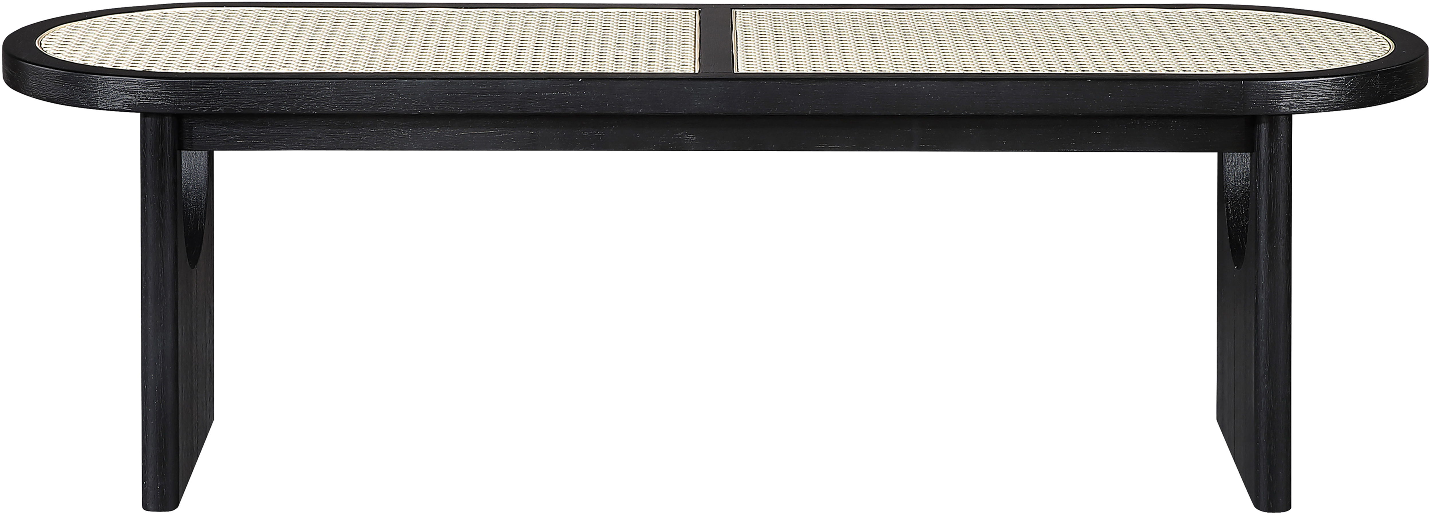 Canovia - Solid Wood And Faux Cane Bench - Black