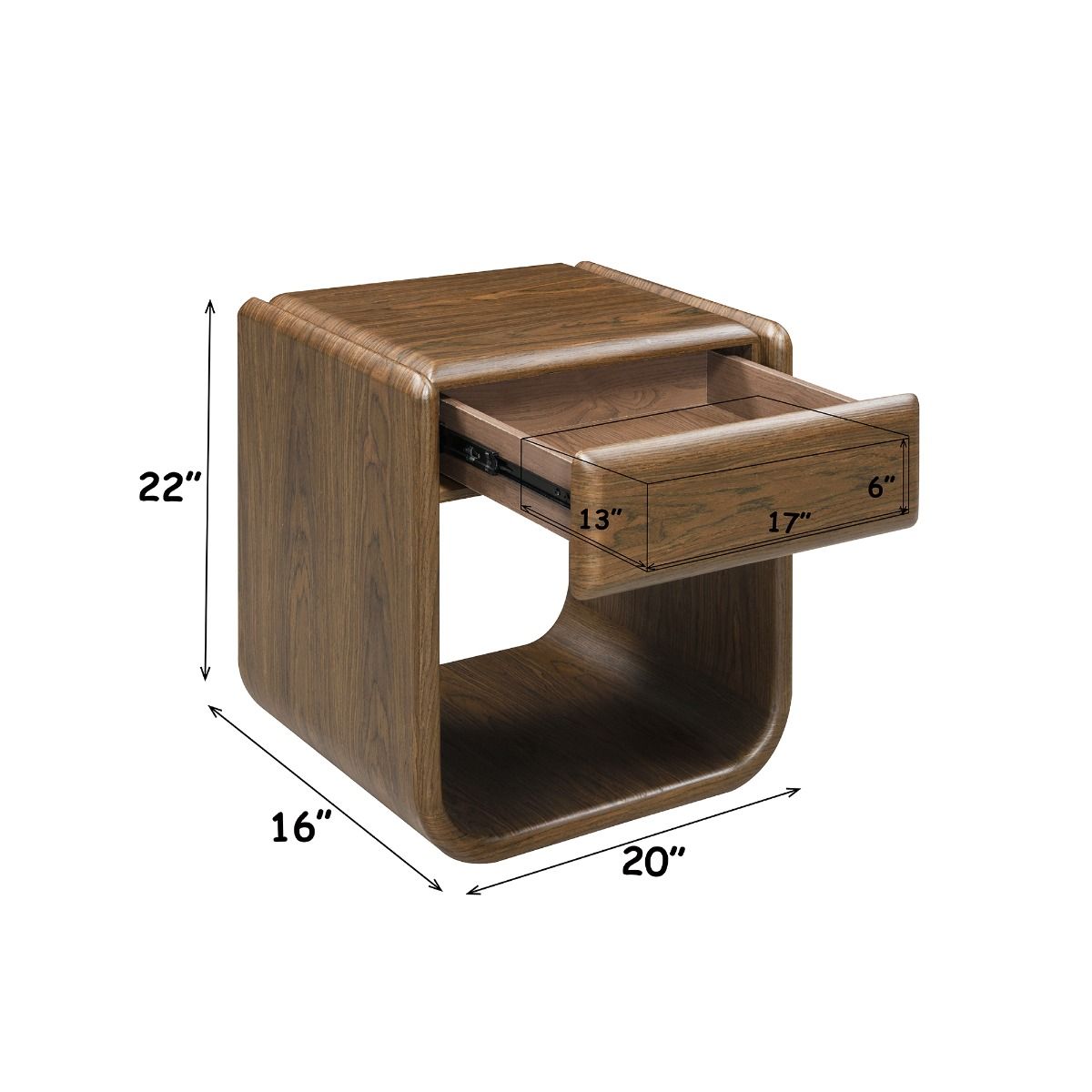 Lanza - End Table With Drawer - Dark Walnut, dark brown, view 6