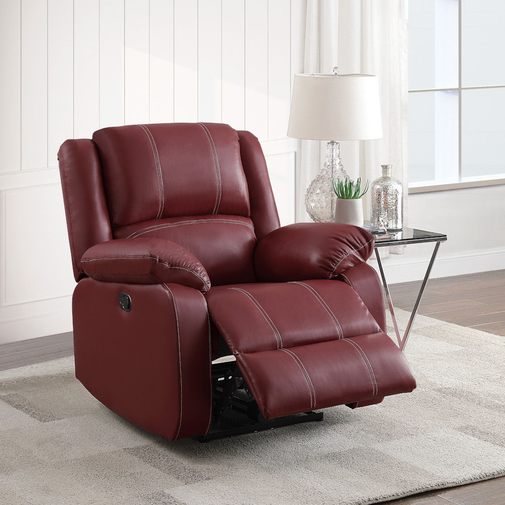 Zuriel - Motion Rocker Recliner - Red Synthetic Leather, red