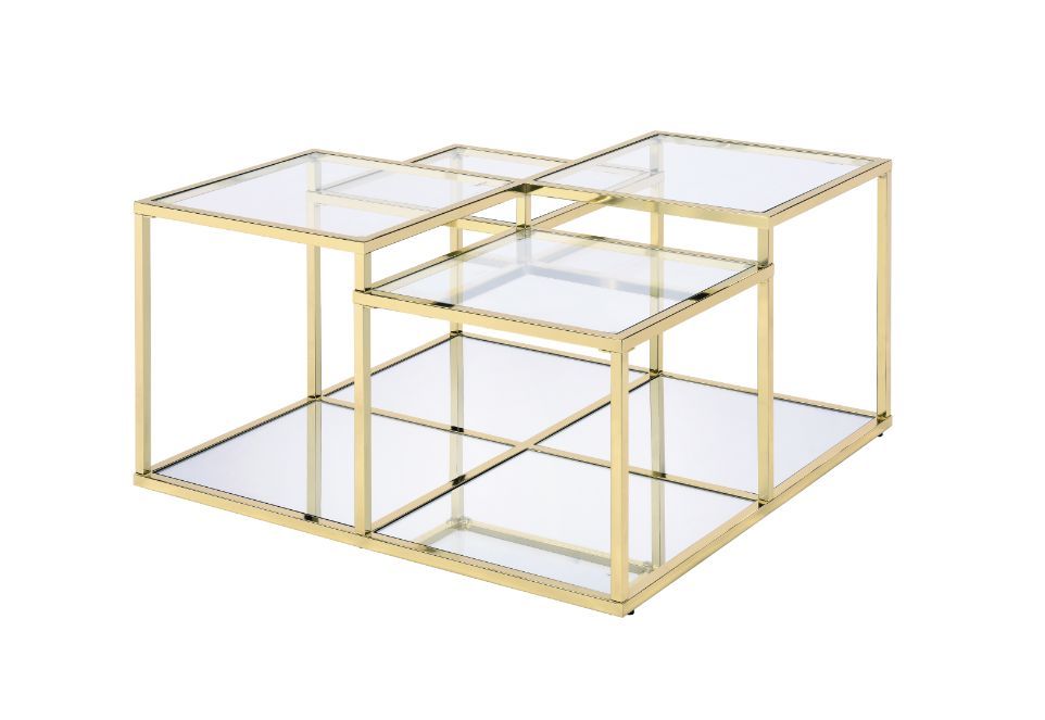 Uchenna - Coffee Table - Clear Glass & Gold, gold