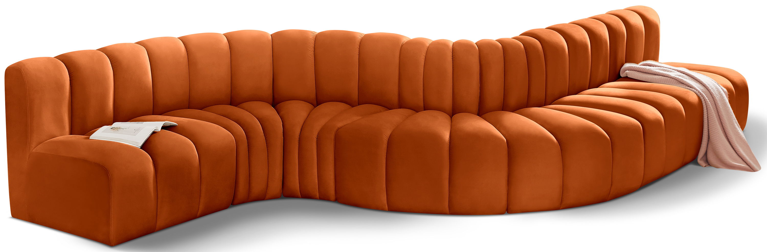 Arc - Velvet 7 Piece Modular Sofa - Cognac