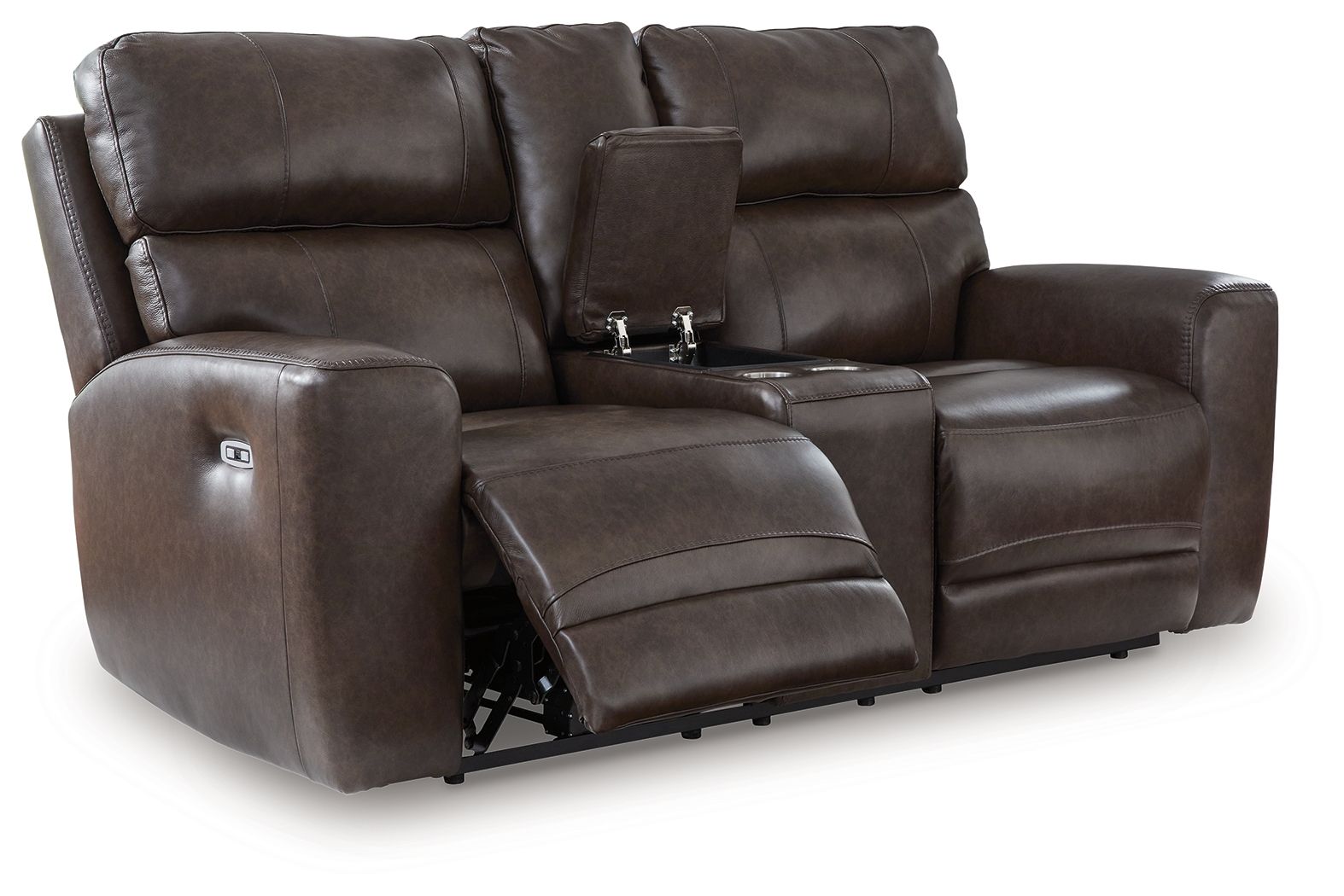 Ashley Furniture Crossplex - Power Reclining Loveseat / Console / Adjustable Headrest - Smoke - Image 3