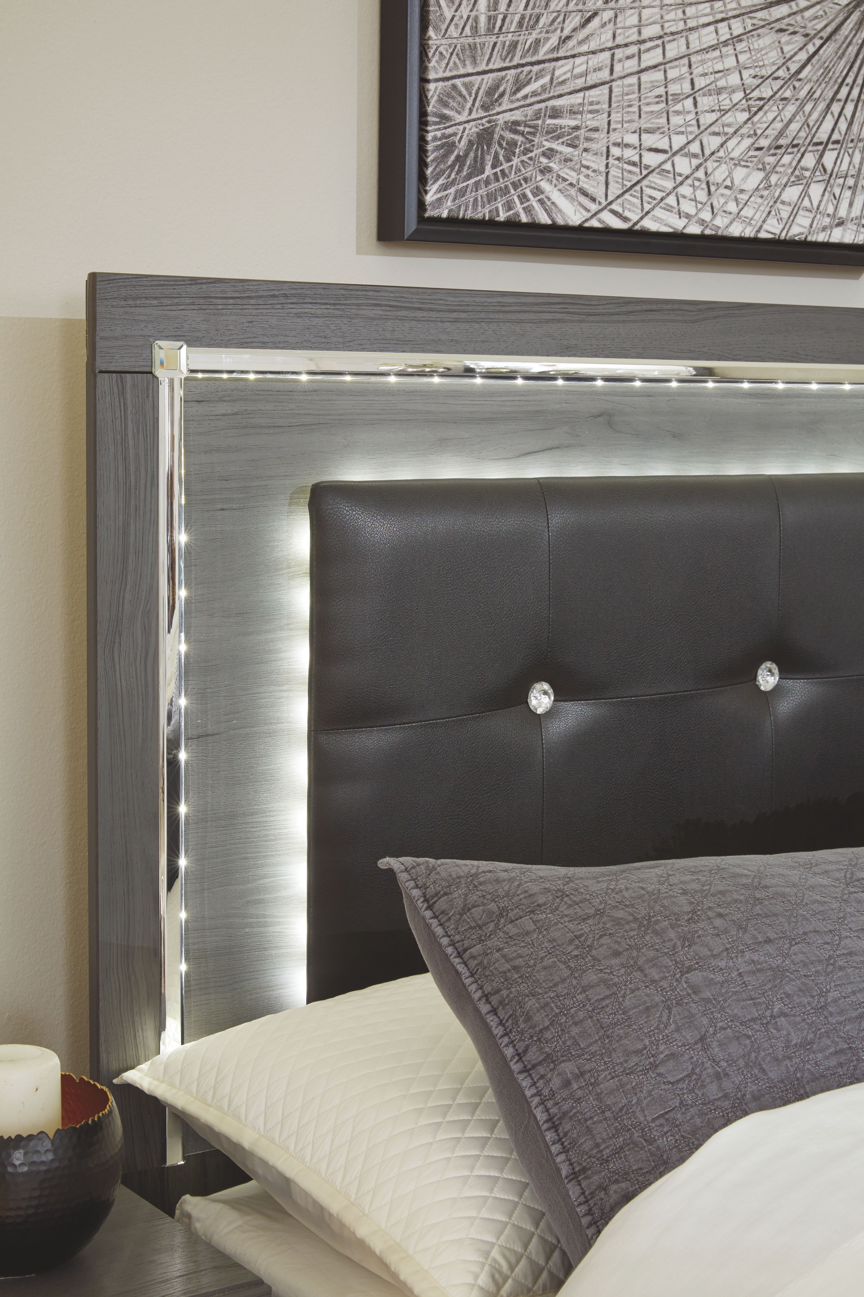 Lodanna - Full Upholstered Panel Headboard with Bolt on Bed Frame - Gray