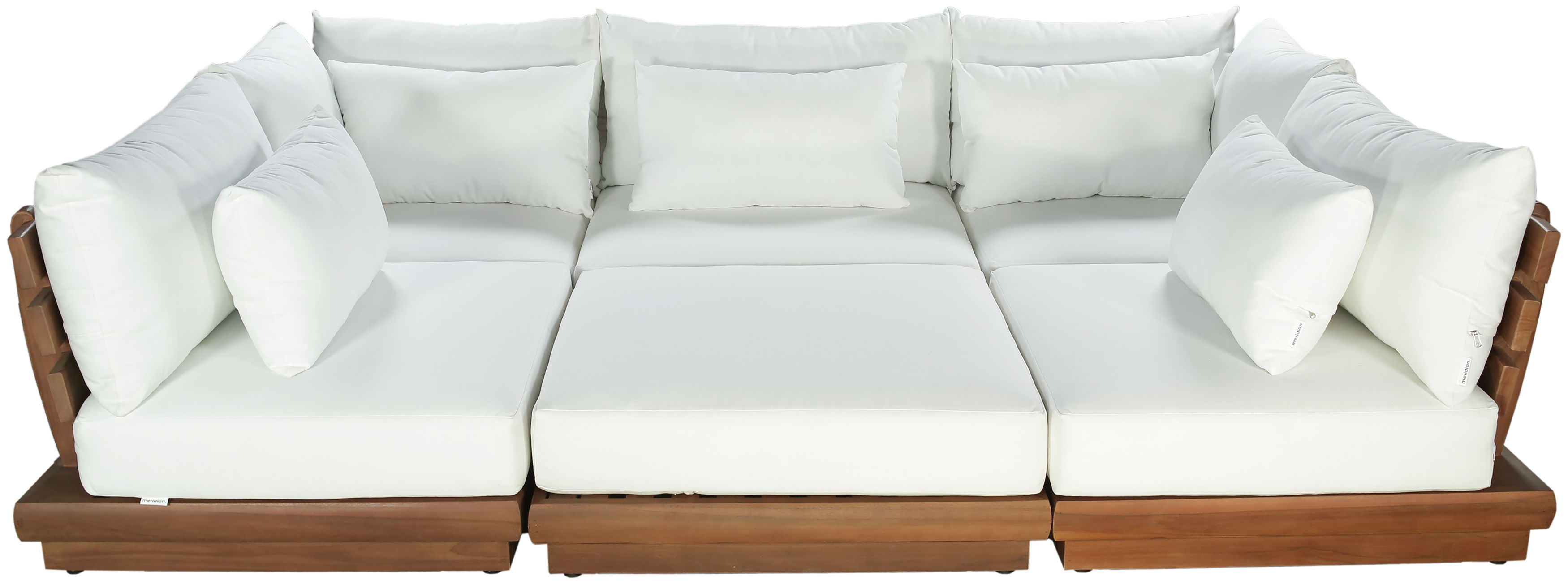 Mirella - 6 Piece Water Resistant Fabric 113" Upholstered Outdoor Patio Modular Sectional - Off-White