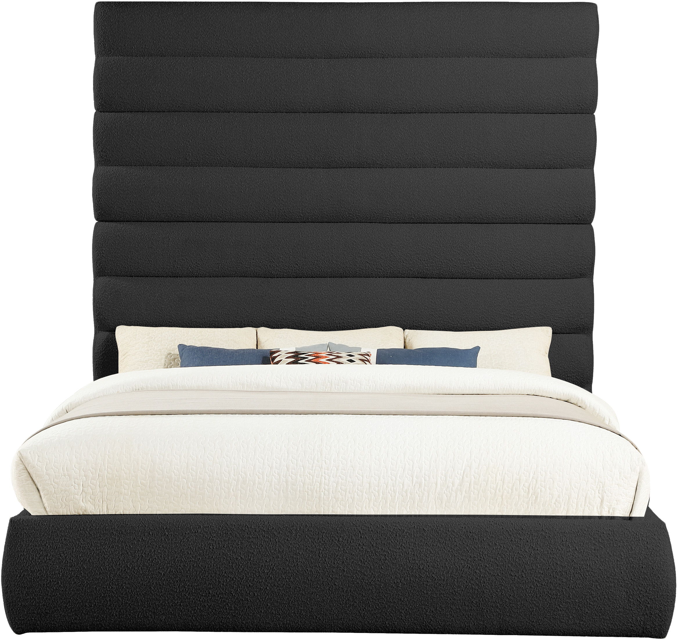 Adam - Boucle Fabric King Bed With 89" Headboard - Black