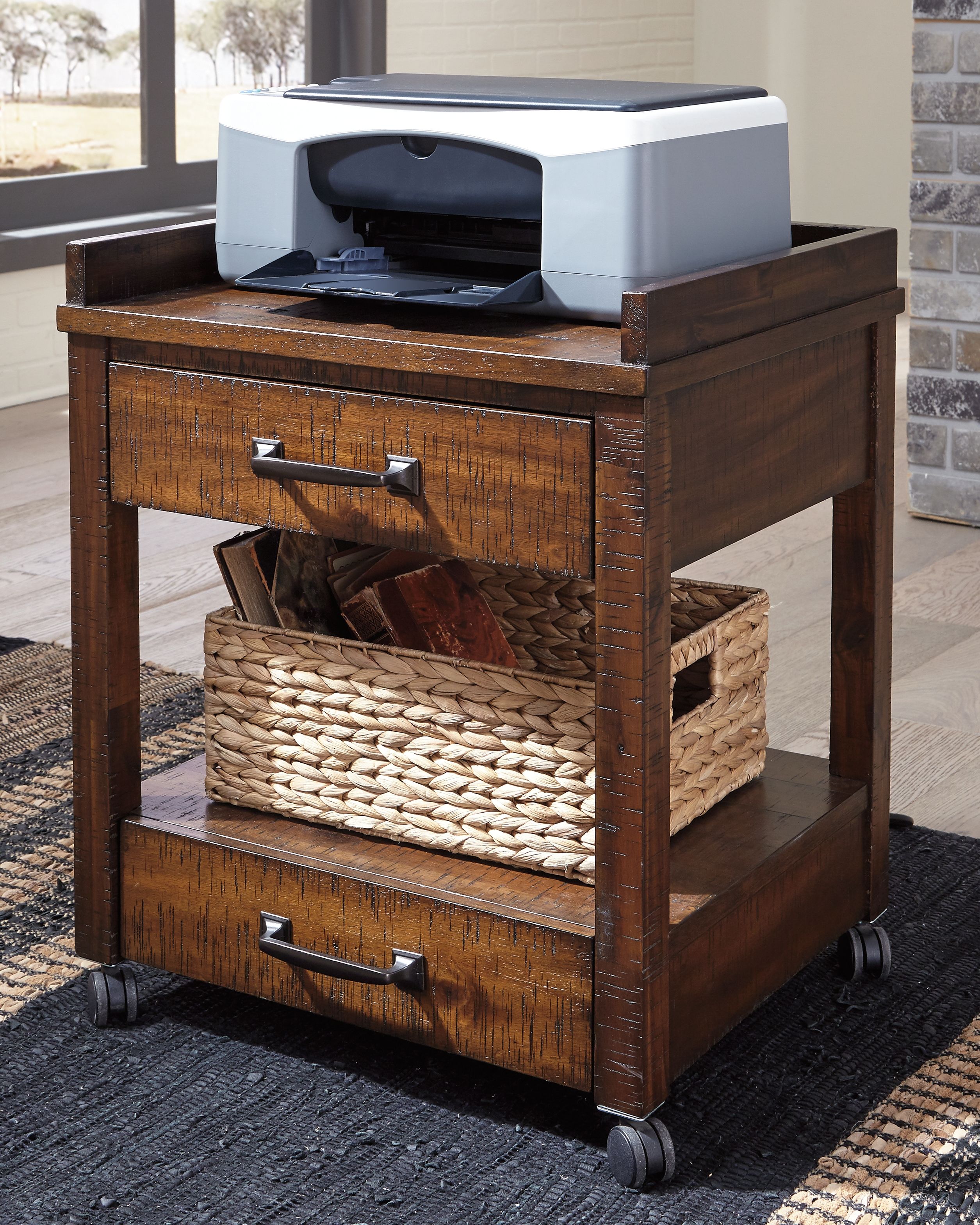 Baldridge - Printer Stand - Rustic Brown