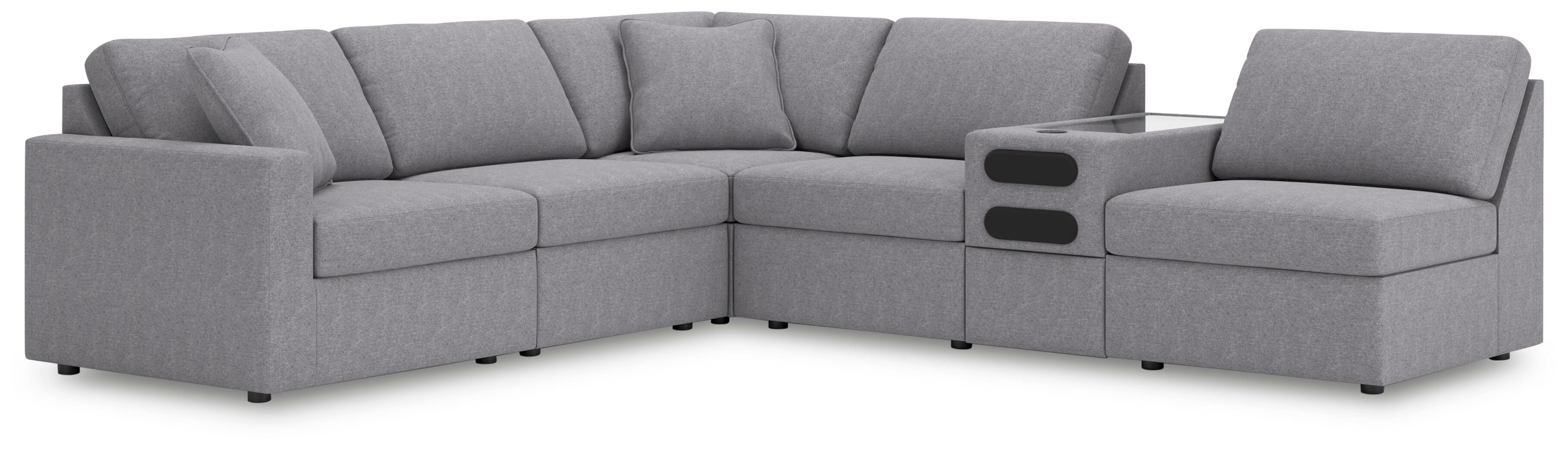 Modmax – 6-Piece Sectional With Audio System Console And 3 Armless Chairs – Granite