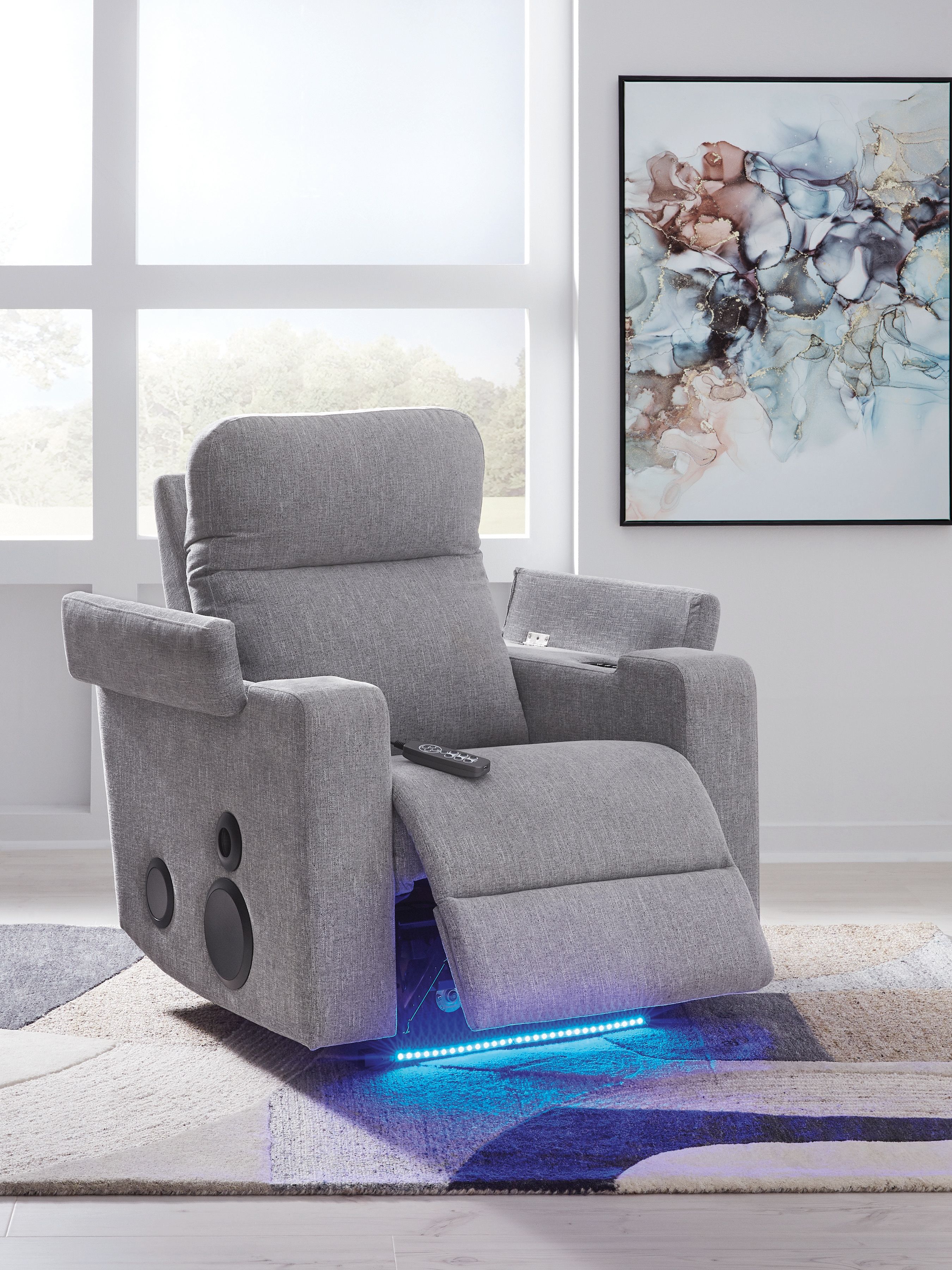 Ashley Furniture Pineland - Glider Power Recliner With Audio System - Pewter - Image 9