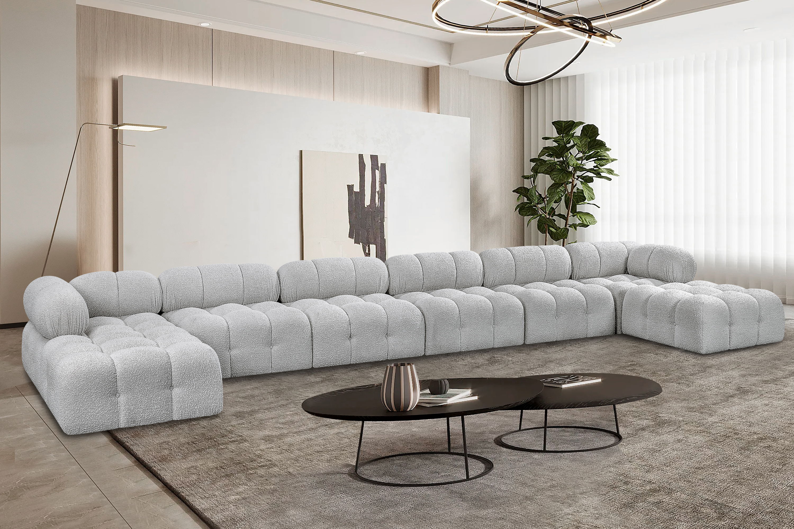 Ames - 8 Piece Fabric Modular Sectional - Gray