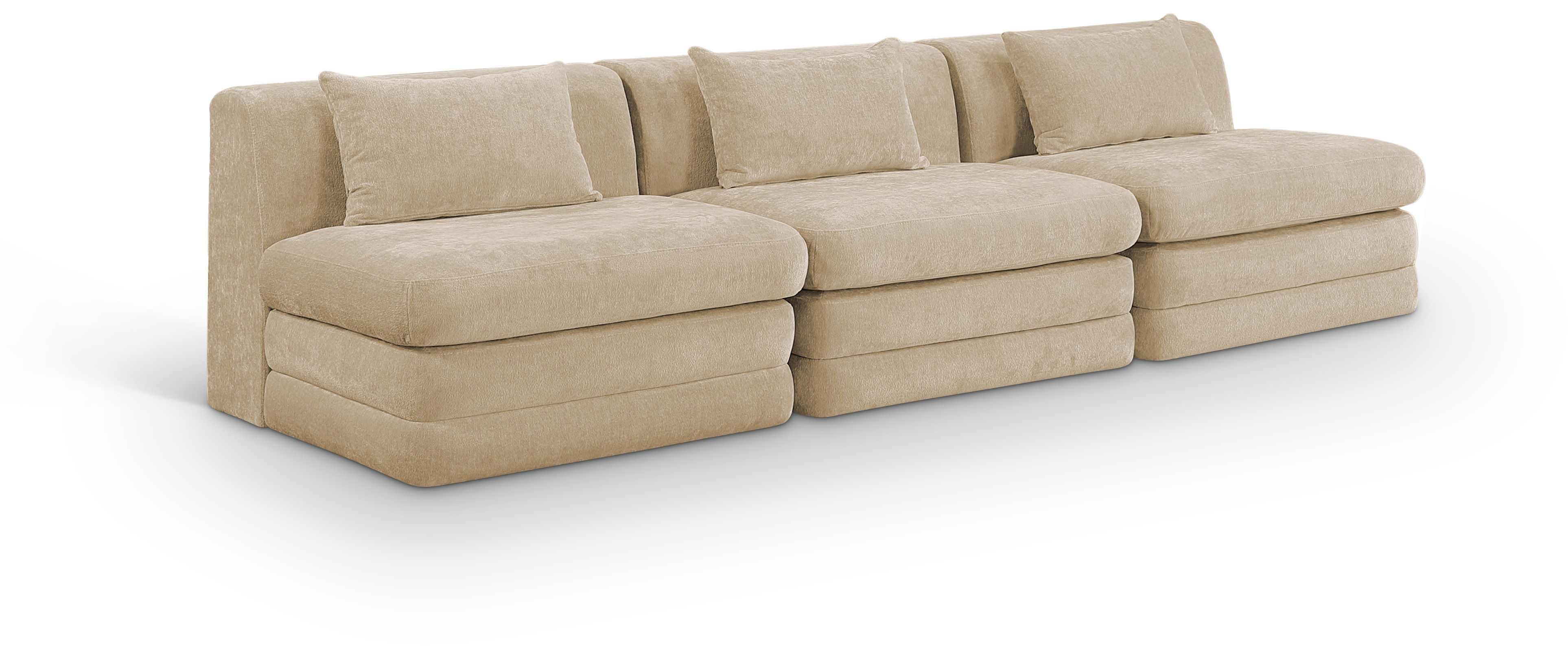 3 Pc · Chenille Fabric 114" Upholstered Modular Sofa