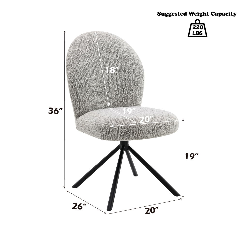 Lawton - Side Chair With Swivel (Set of 2) - Gray Boucle & Black, light gray, view 6