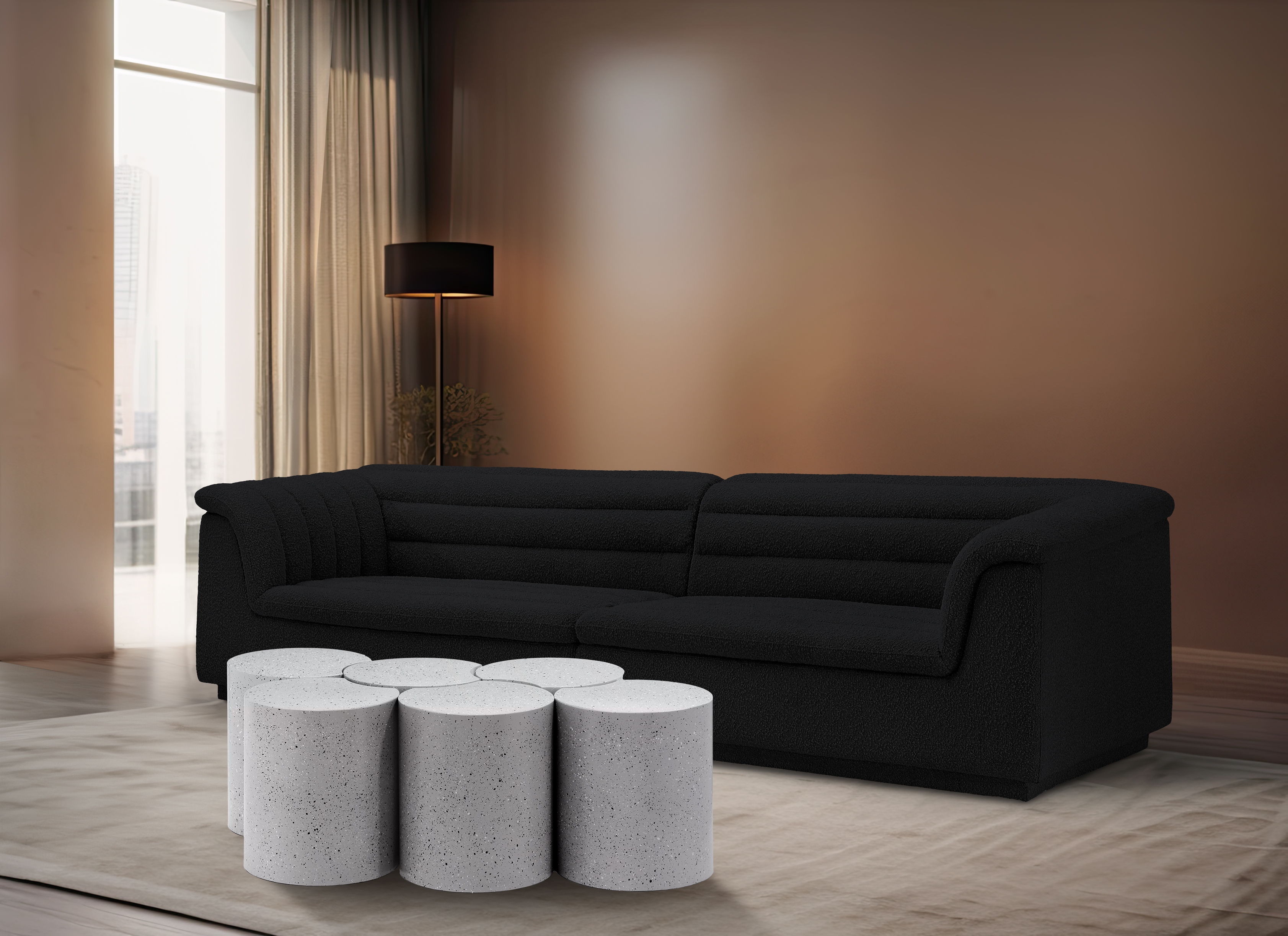 Dimple - 20" 6 Piece Modular Coffee Table - White Terazzo
