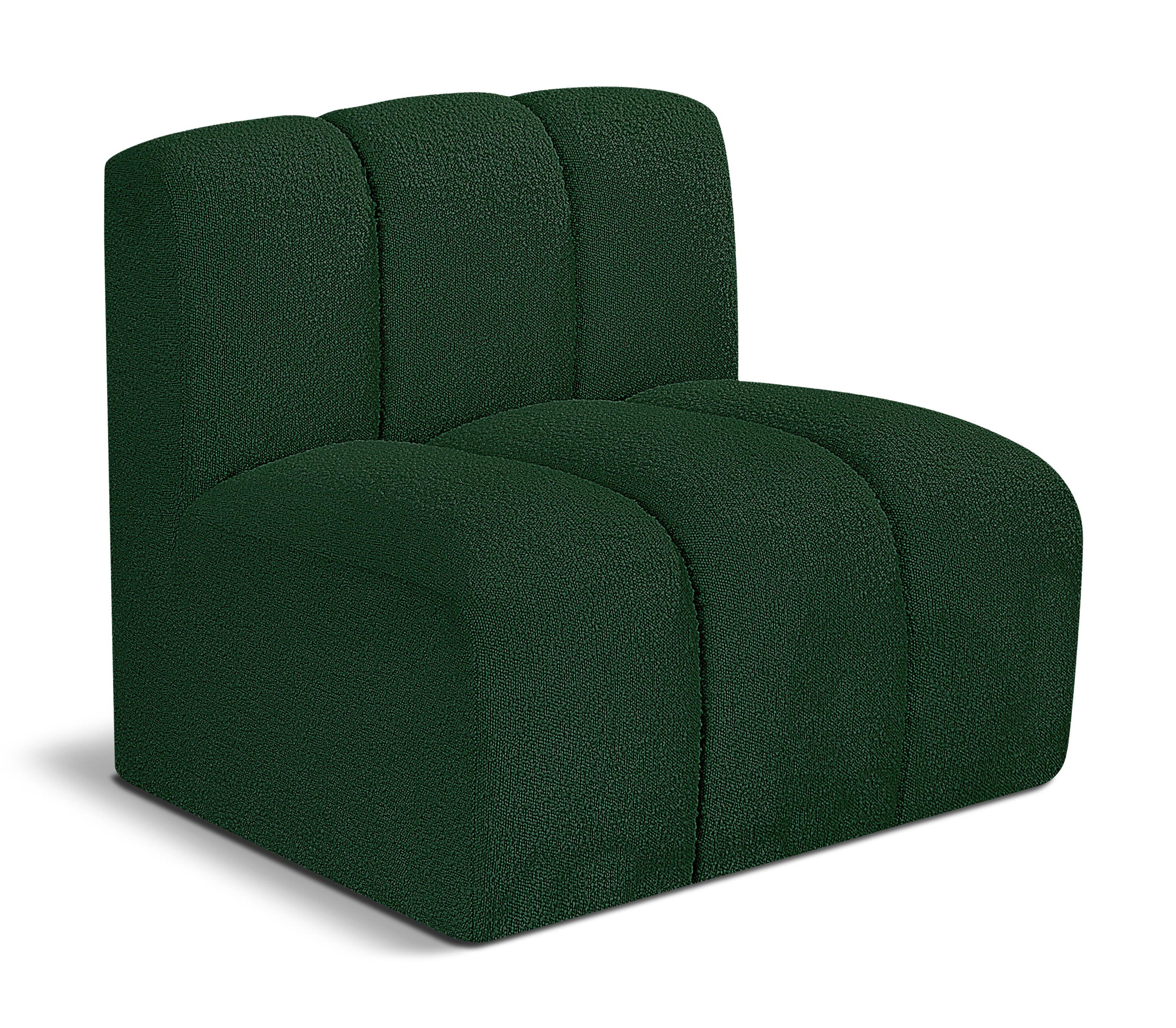 Arc - Boucle Fabric Straight Chair - Green