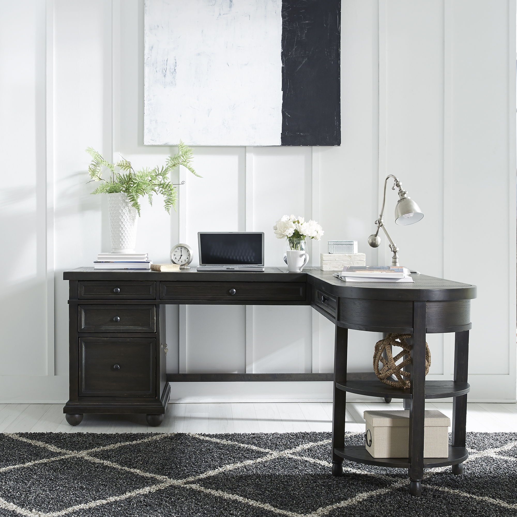 Liberty Furniture Harvest Home - L Shaped Desk Set - Black