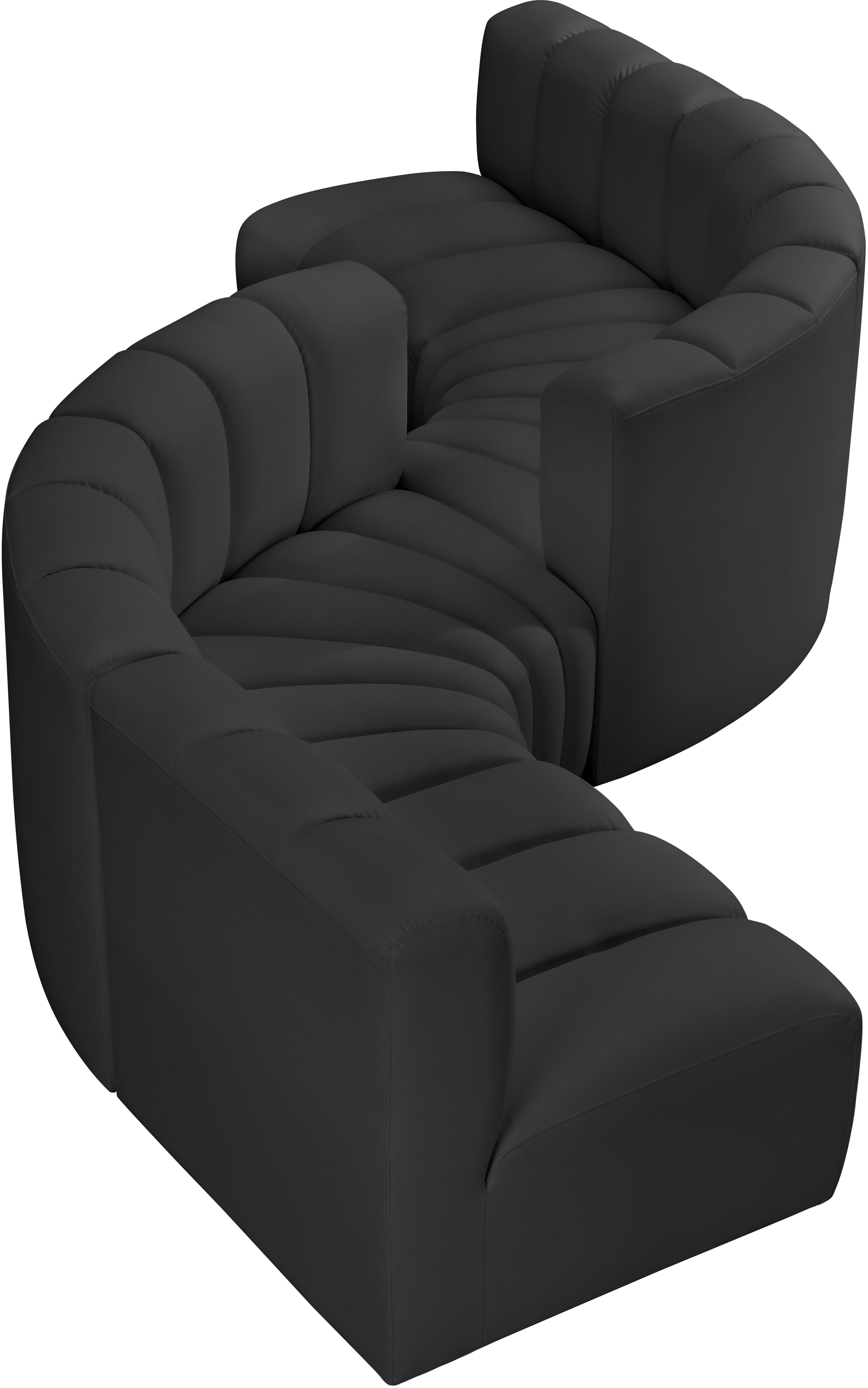 Arc - Faux Leather 6 Piece Modular Sofa - Black