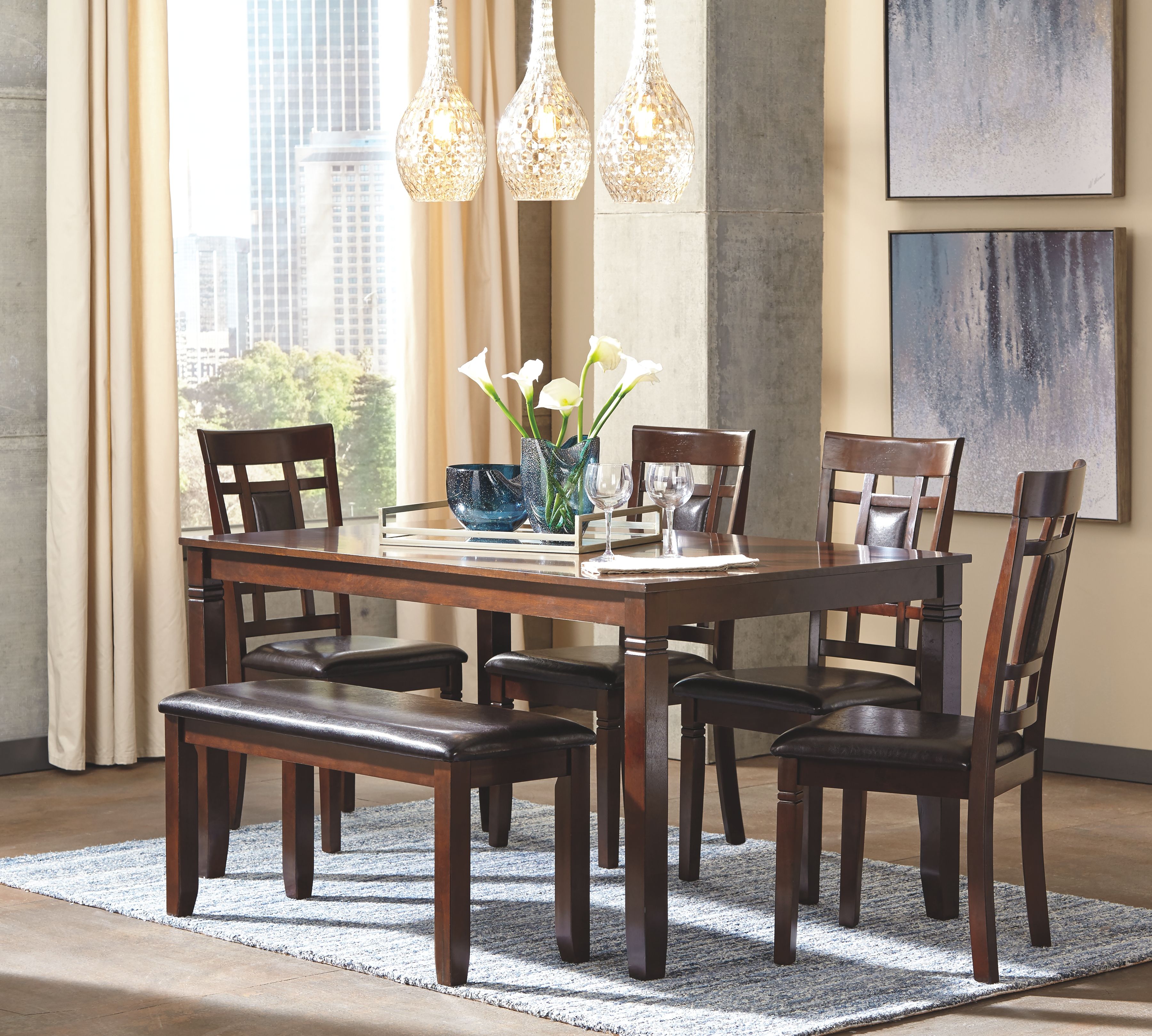 Ashley Furniture Bennox - Dining Room Table Set (Set of 6) - Brown - Image 5