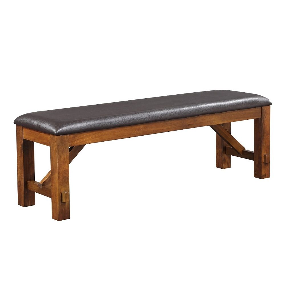 Apollo - Bench - Espresso Synthetic Leather & Walnut, dark brown