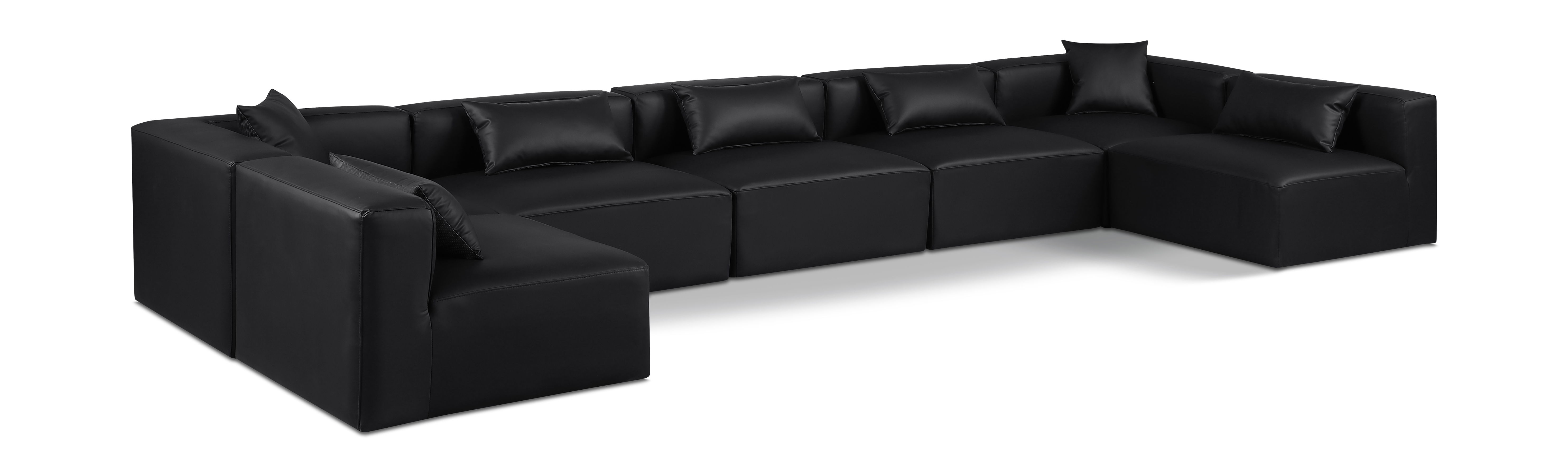 Cube - 7 Piece Modular U-Shaped Sectional - Black
