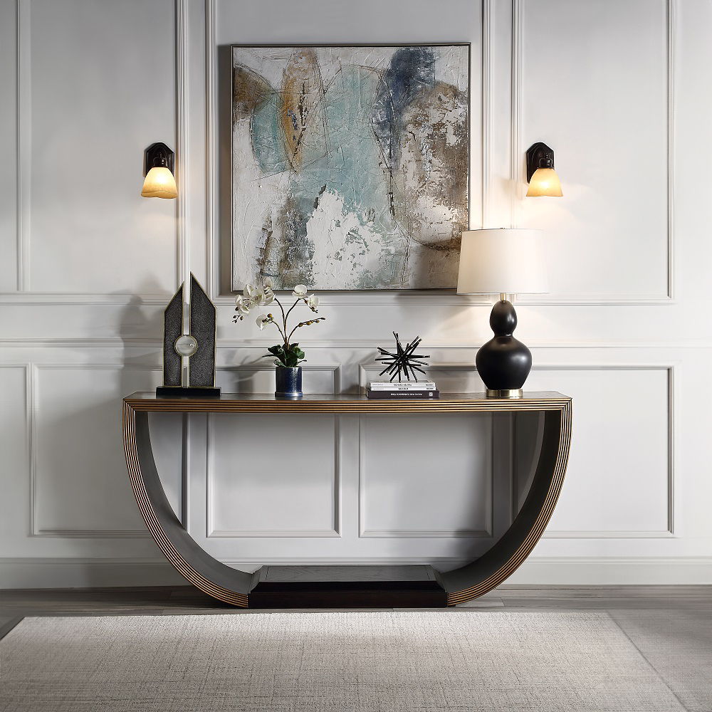 Maceo - Console Table - Black & Gold, black