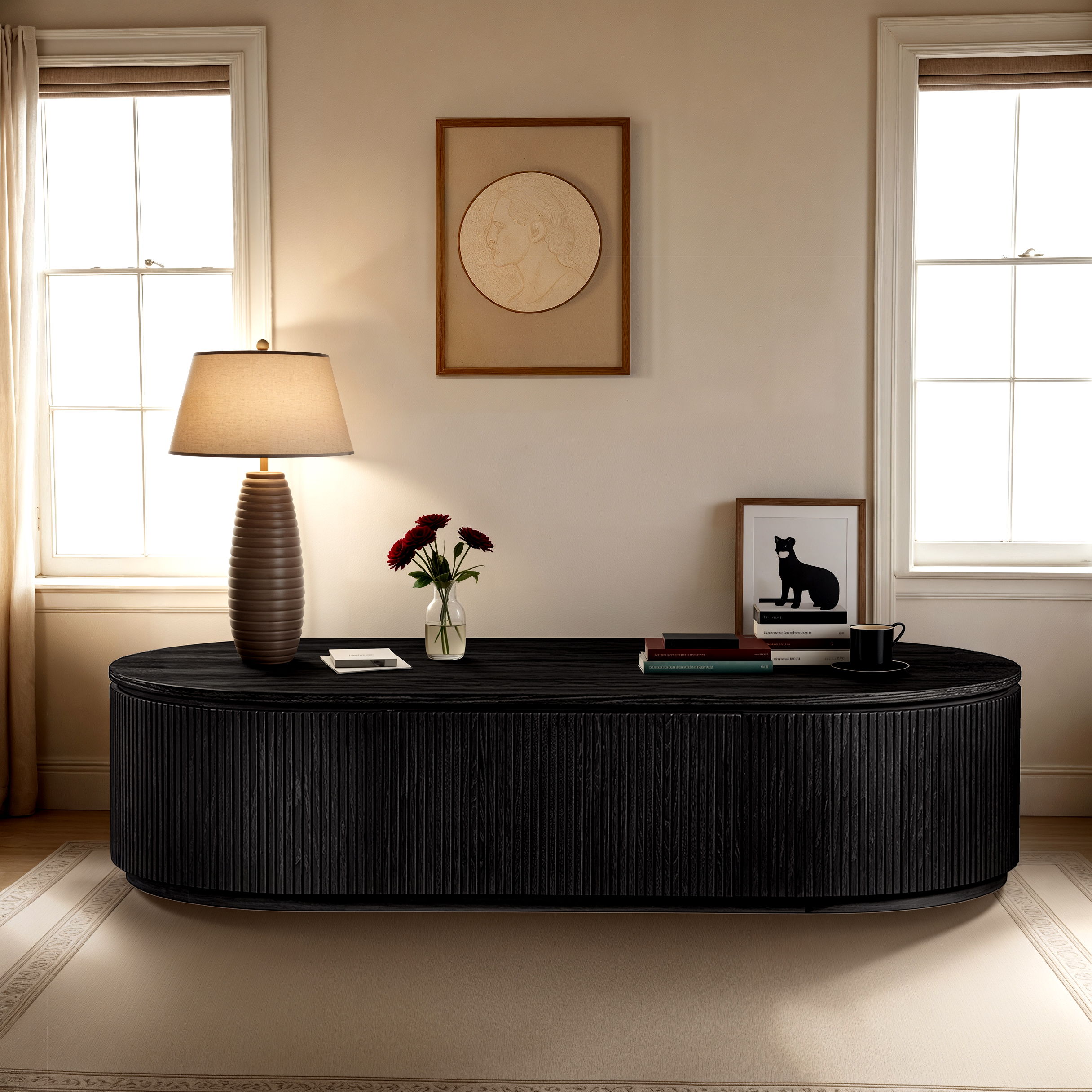 Moana - 64" Rubberwood Coffee Table - Black