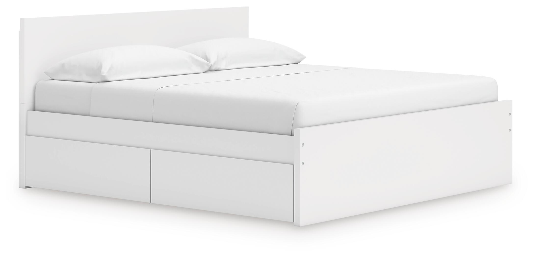 Onita – King Panel Platform Bed With 2 Side Storage – White