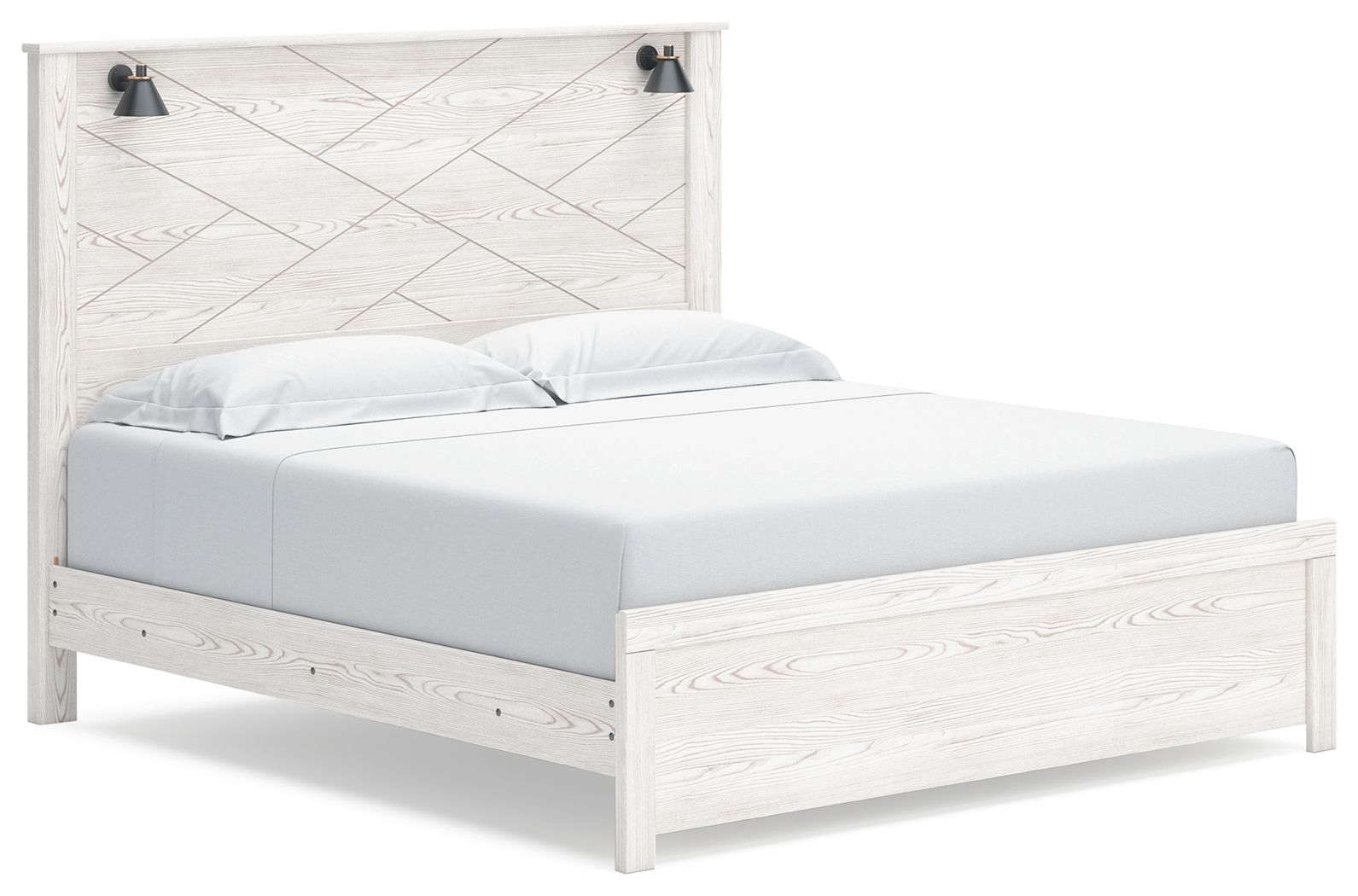 Ashley Furniture Gerridan - 5 Pc. - Dresser, Mirror, Queen Panel Bed with Sconces - White - Image 4
