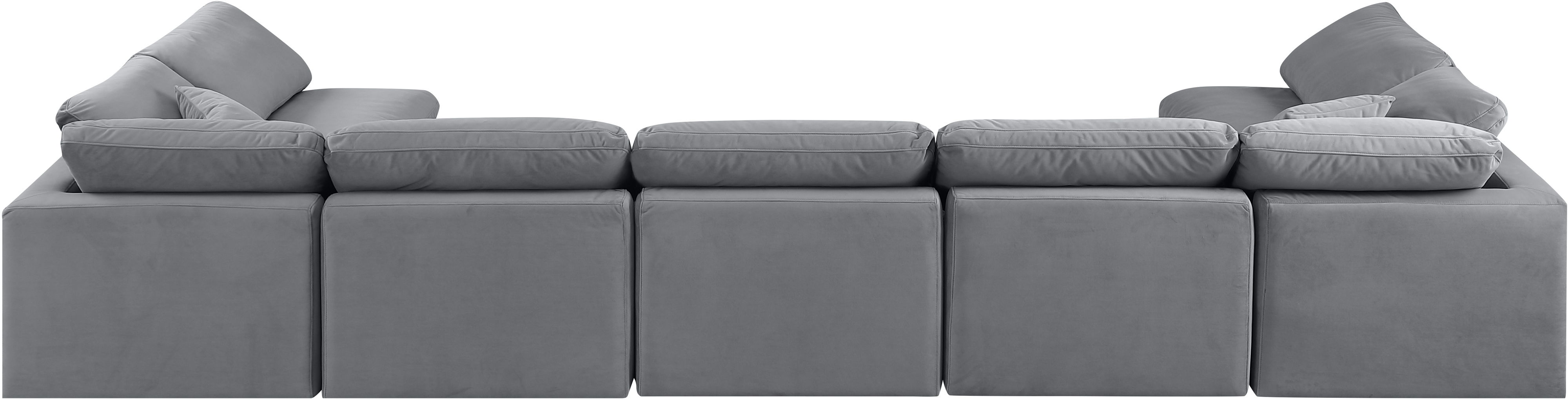 Indulge - Velvet 7 Piece Modular U-Shaped Sectional - Dark Gray