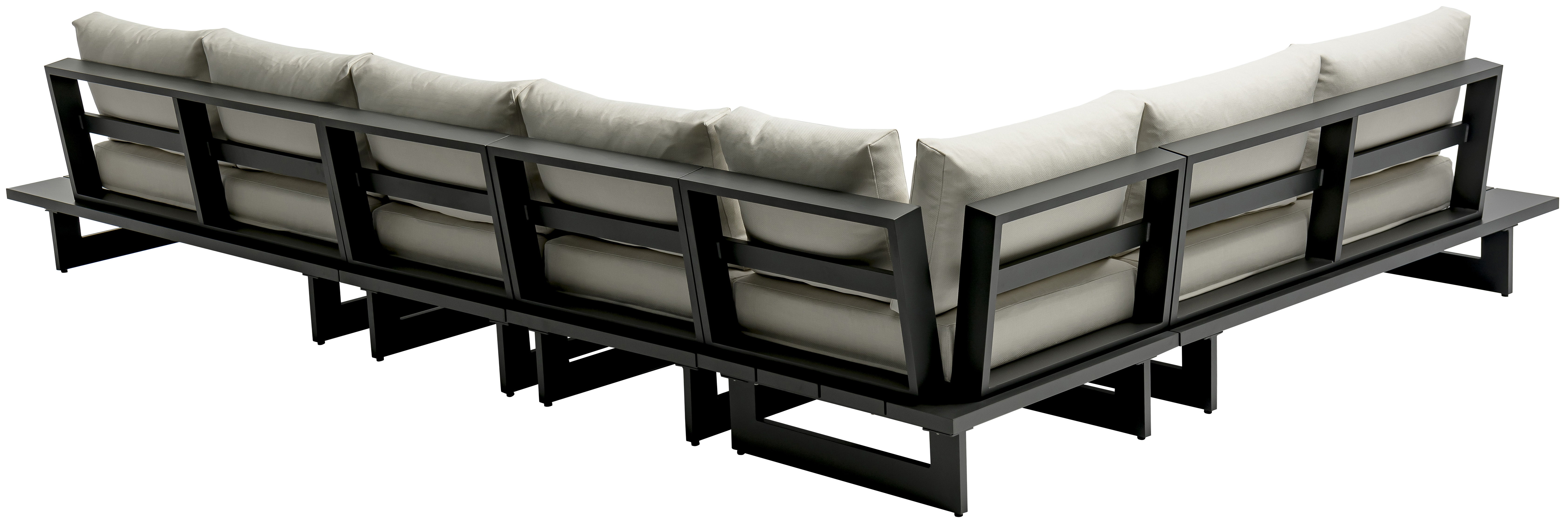 Maldives - 5 Piece Water Resistant Outdoor Patio Modular Left Arm Facing Sectional With Gray Base - Cream