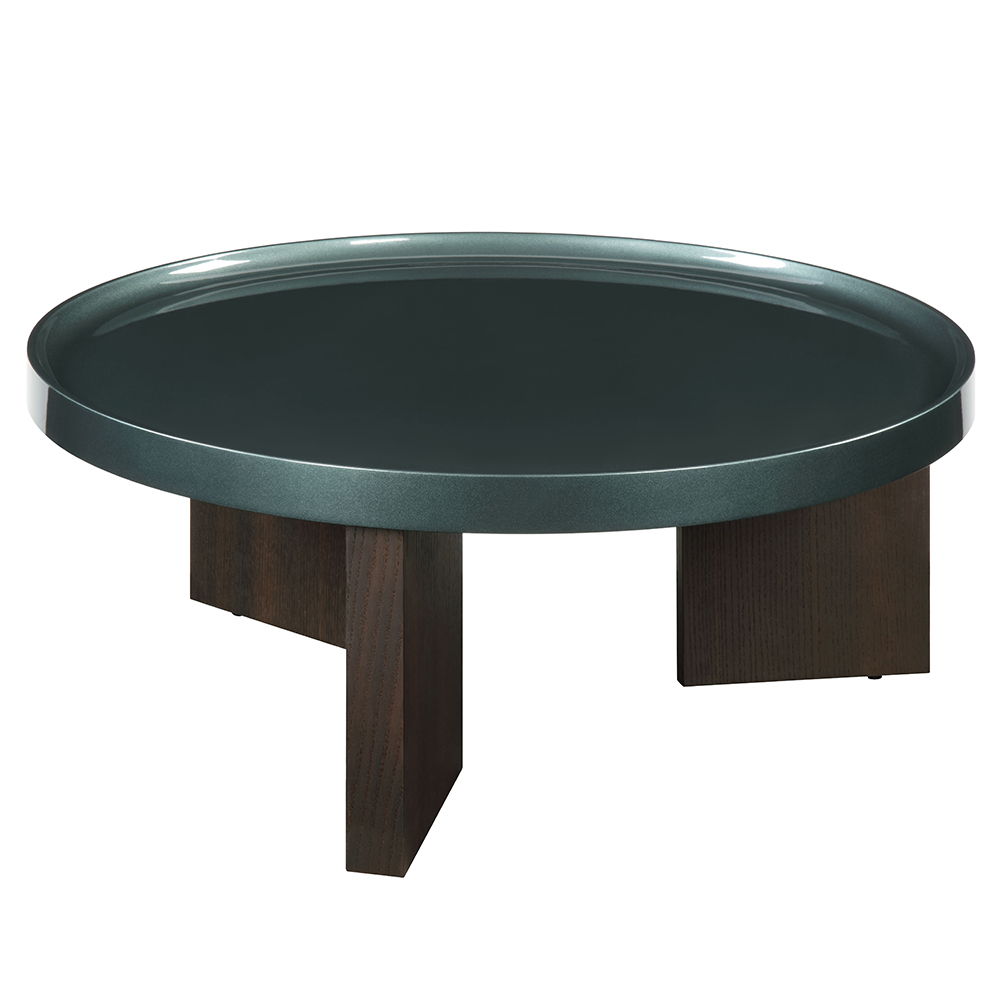 Lakita - Coffee Table - Blackish Green High Gloss & Smoked Oak, dark green, view 2