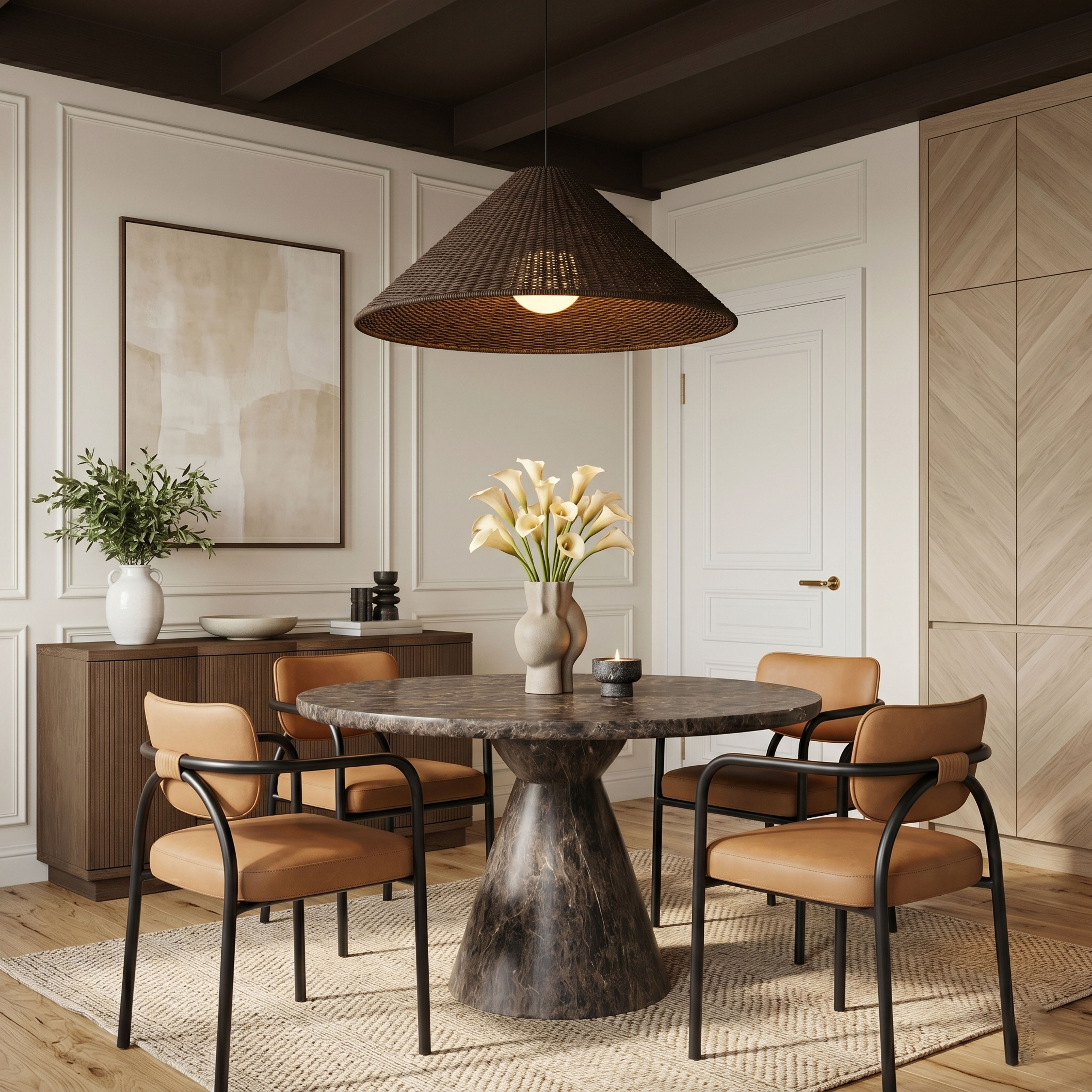 Serava - Vegan Leather Upholstered Dining Chair (Set of 2) - Cognac