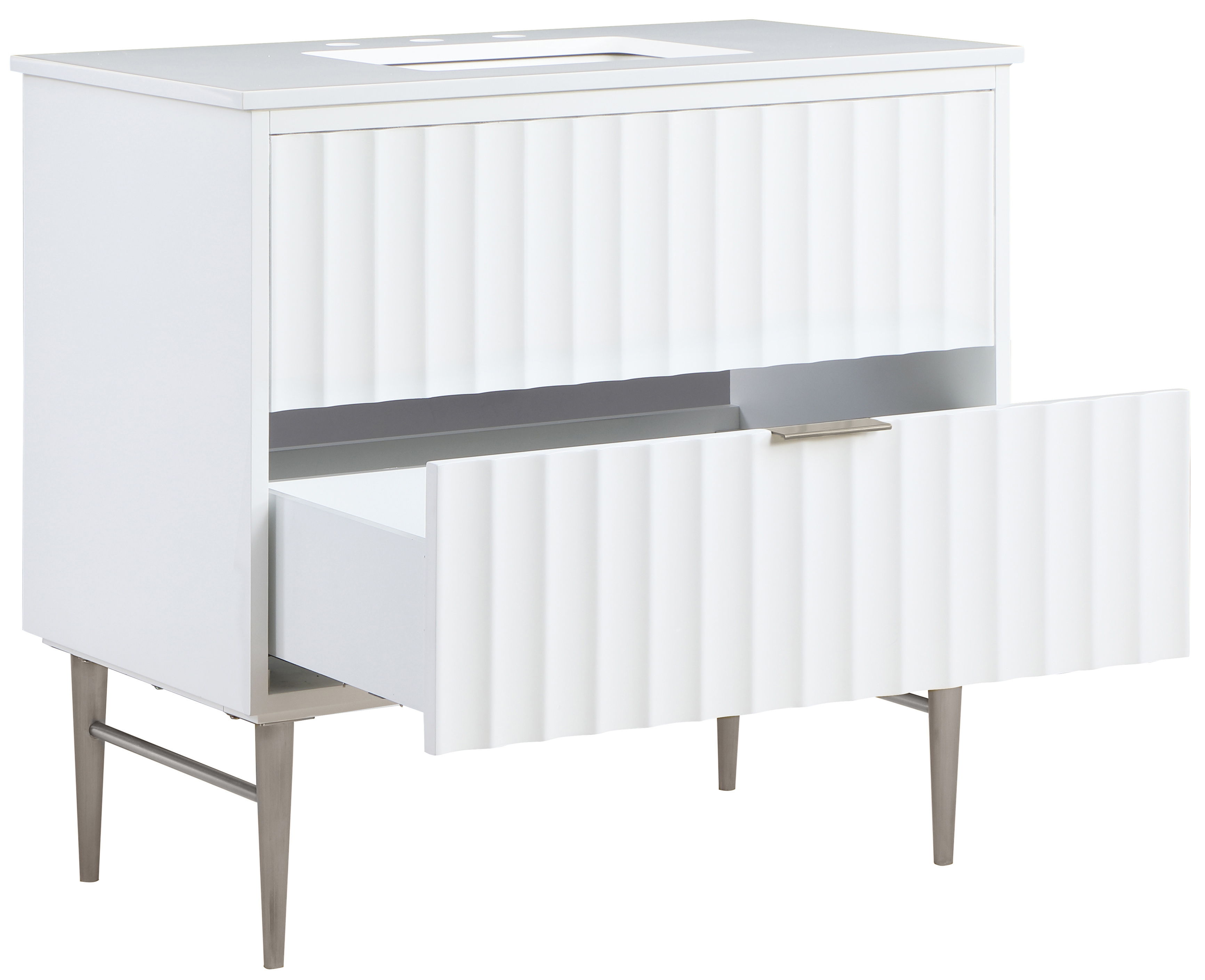 Modernist - 36" Bathroom Vanity With Chrome Legs - White
