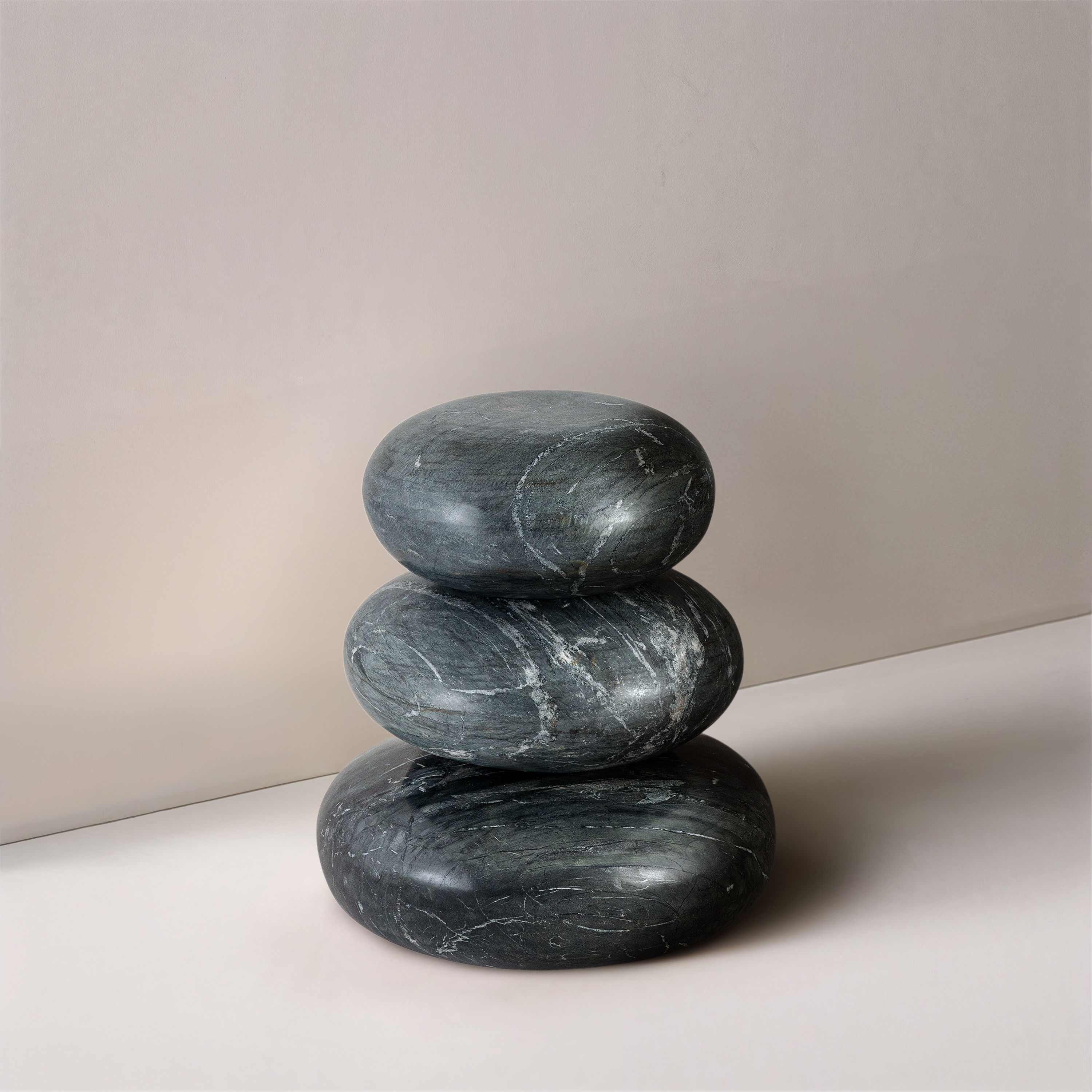 Pumpkin - 3 Piece Marble Decorative Object - Black