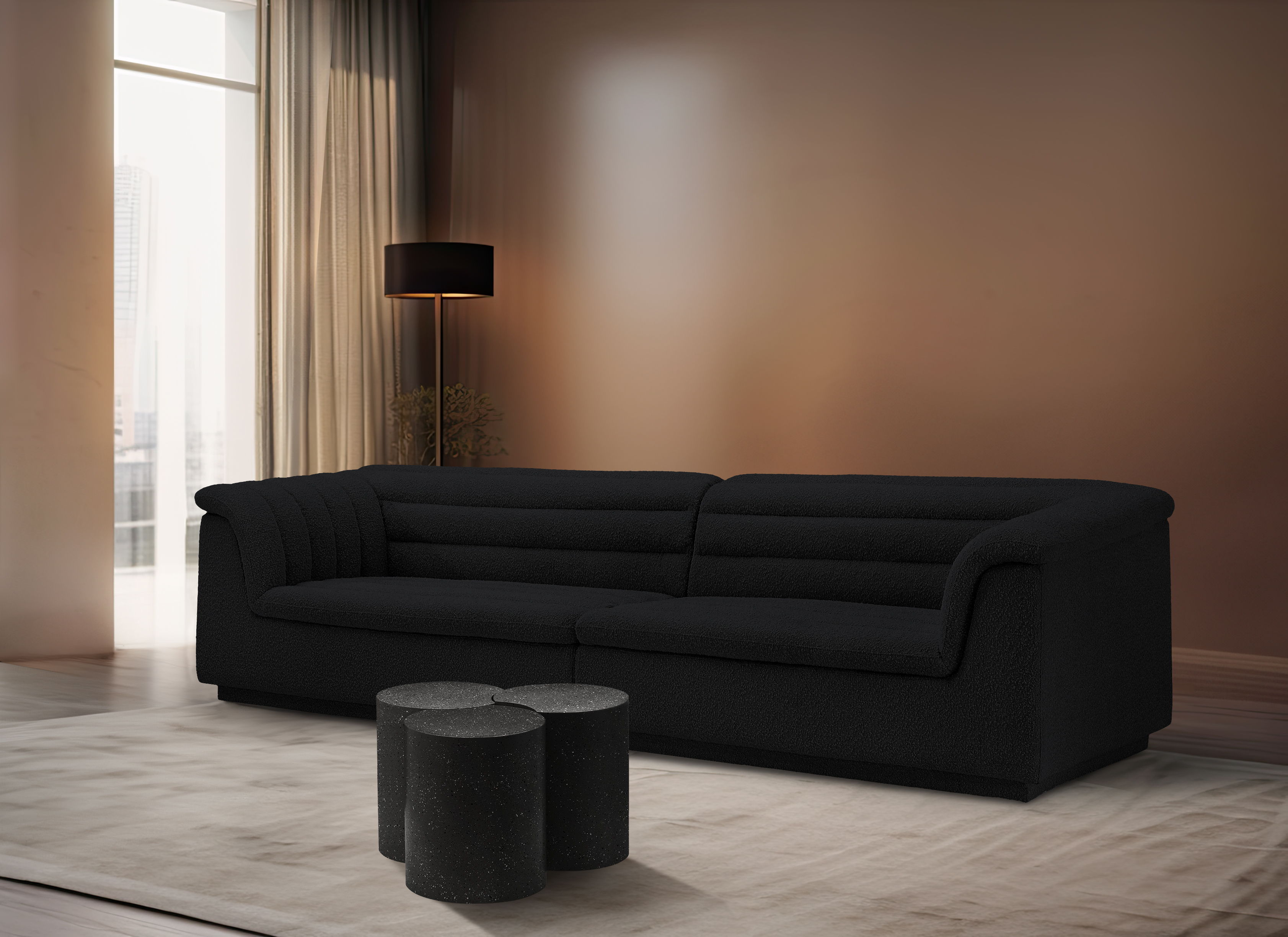 Dimple - 18" 3 Piece Modular Coffee Table - Black Terazzo