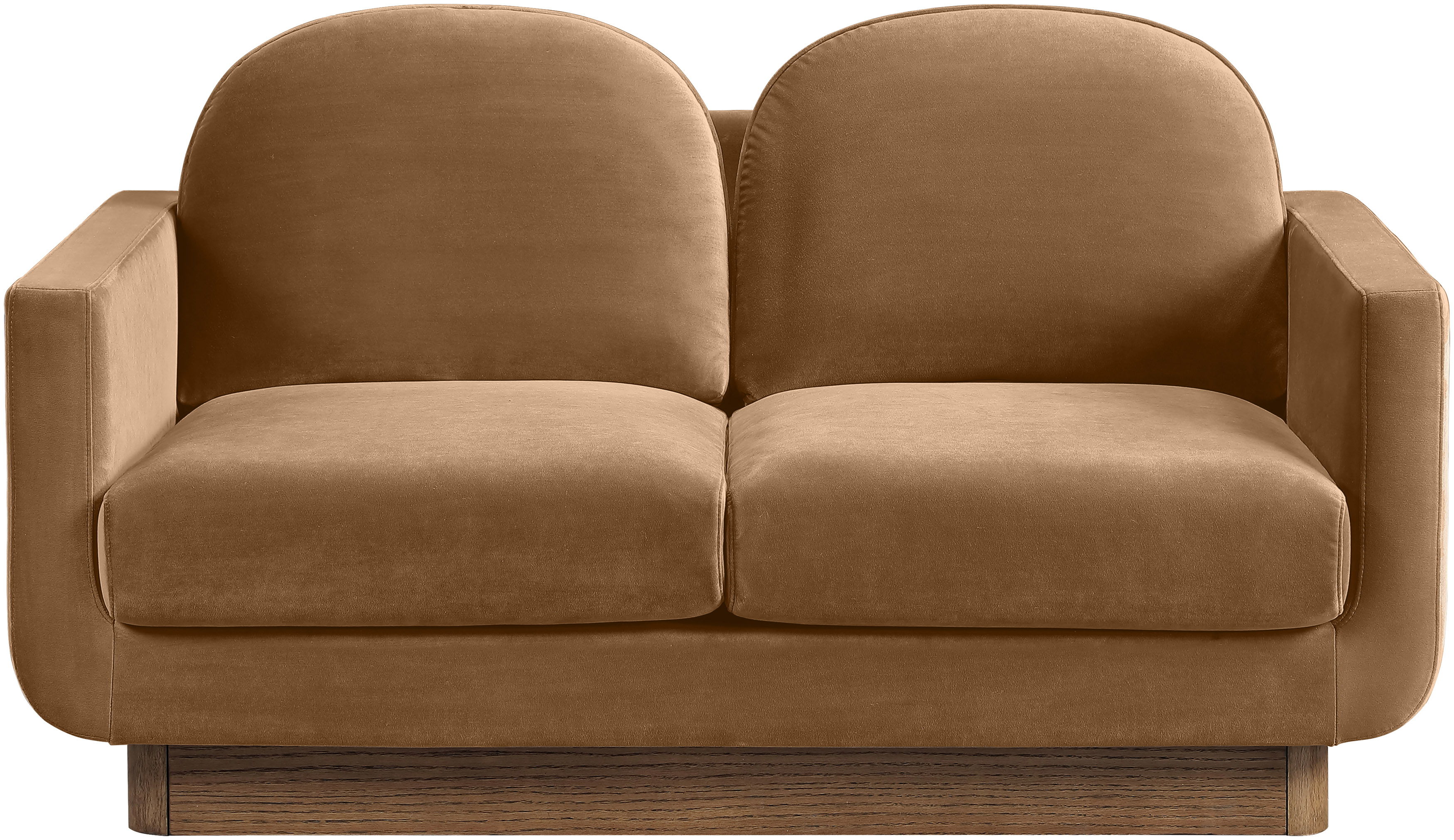 Diviento - Velvet Performance Fabric Upholstered Loveseat - Saddle