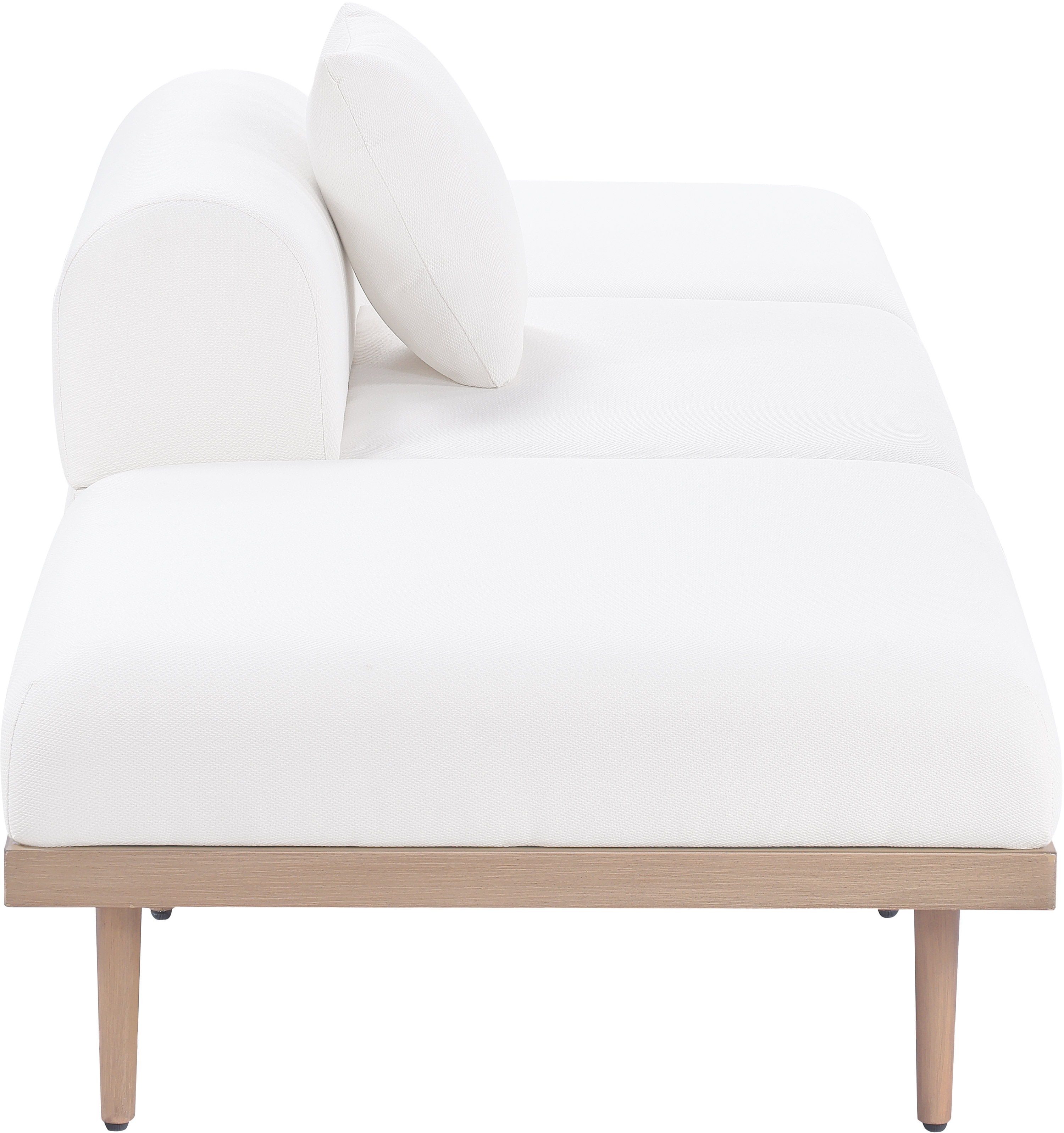Laguna - 3 Piece Water Resistant Fabric 106.5" Upholstered Outdoor Patio Modular Sofa - Cream