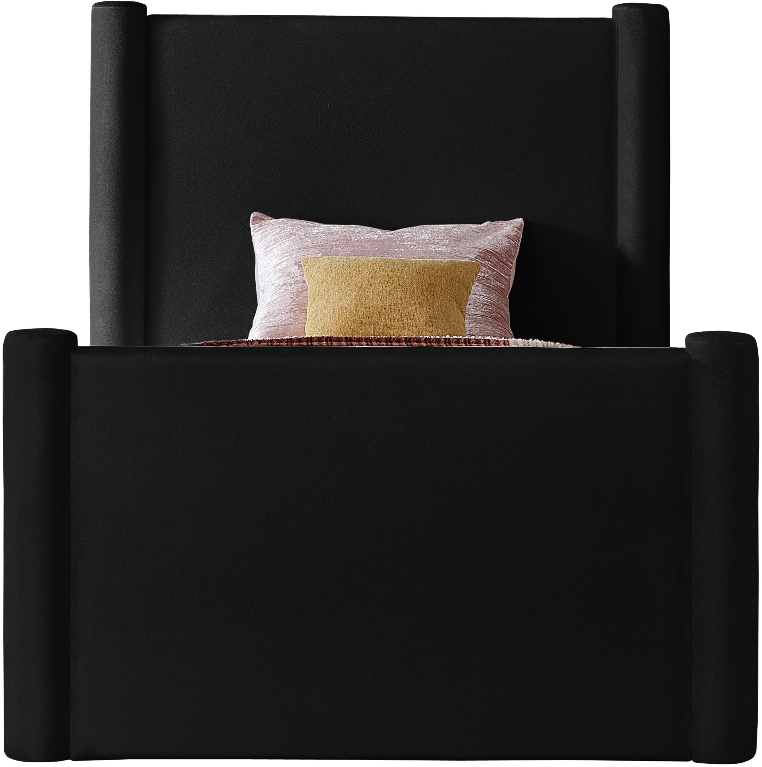 Elias - Velvet Twin Bed - Black